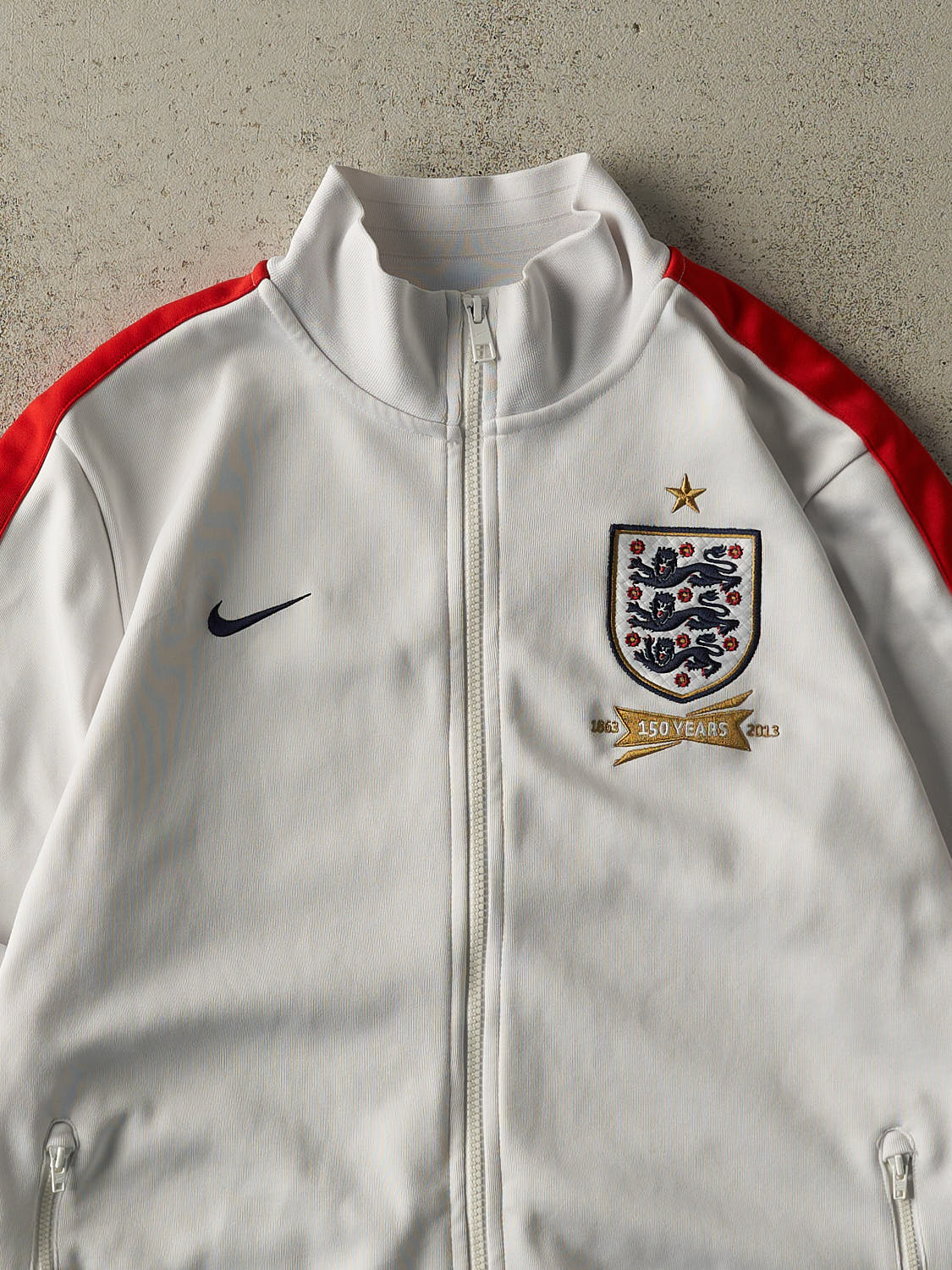 Vintage 13' White & Red England Nike Track Jacket (L)