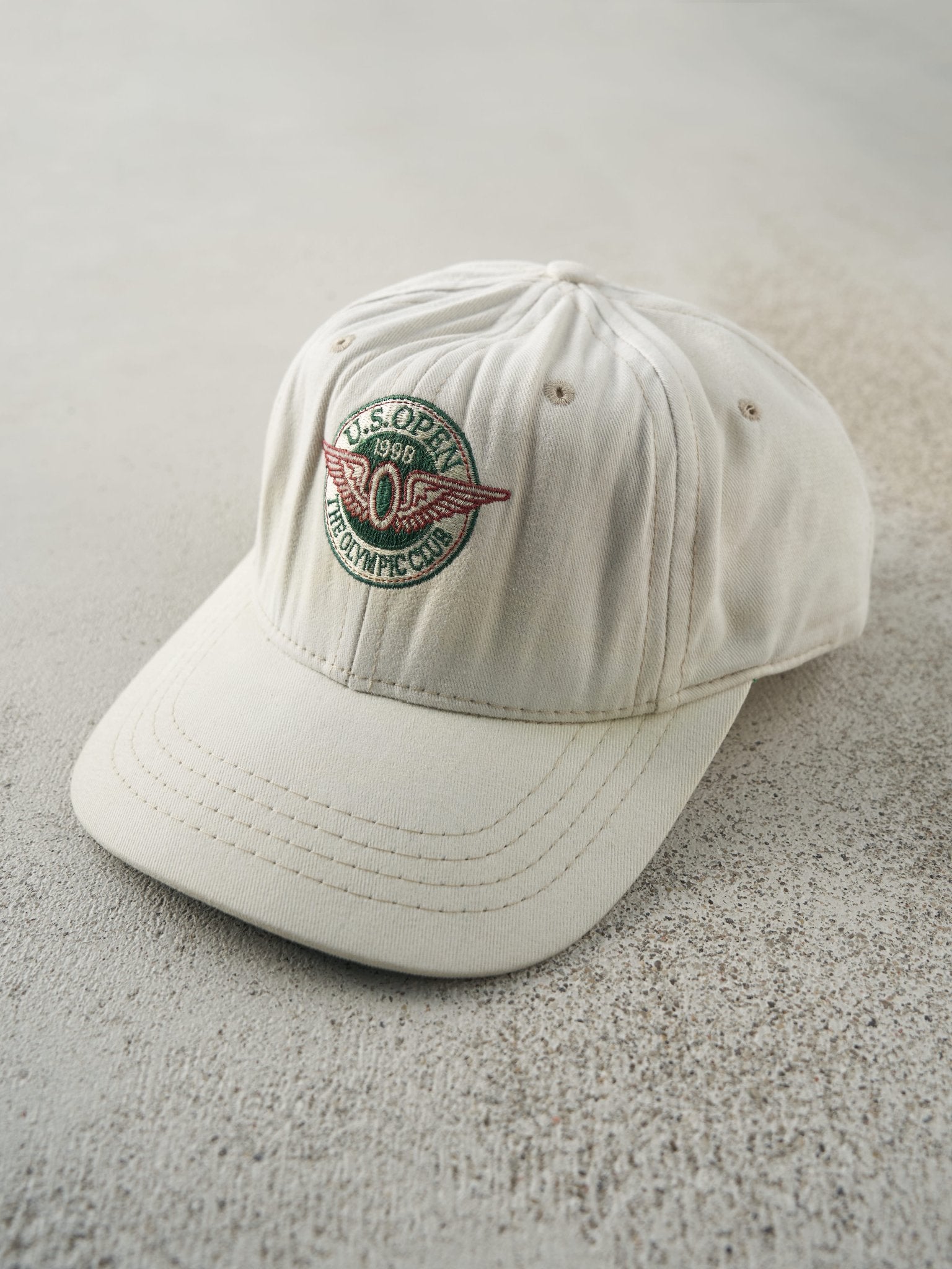 Vintage 98' Beige U.S. Open Embroidered Leather Strapback Hat