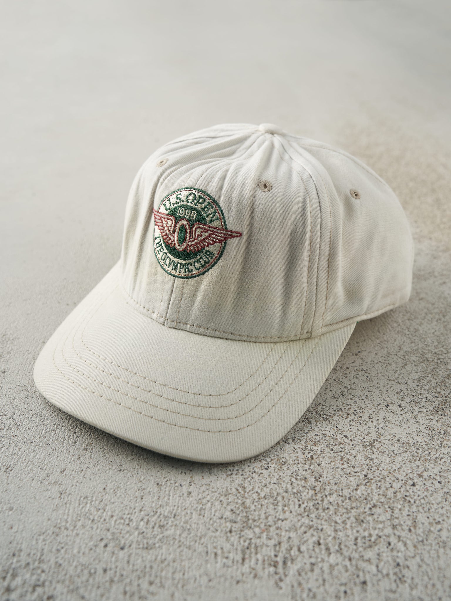 Vintage 98' Beige U.S. Open Embroidered Leather Strap Back Hat