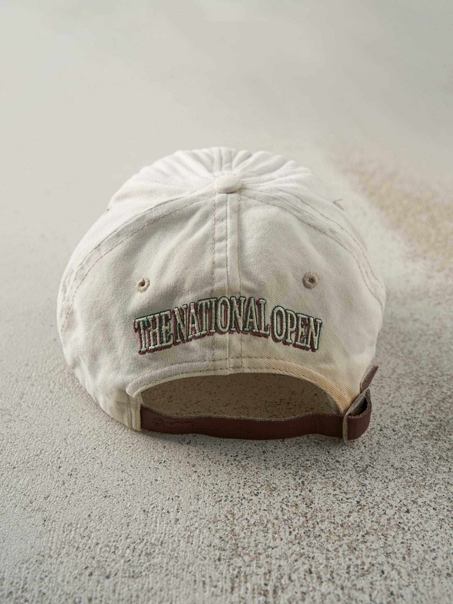 Vintage 98' Beige U.S. Open Embroidered Leather Strapback Hat