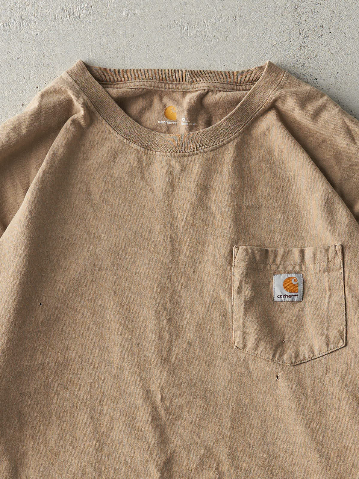 Vintage Y2K Beige Carhartt Pocket Long Sleeve (XL/XXL)