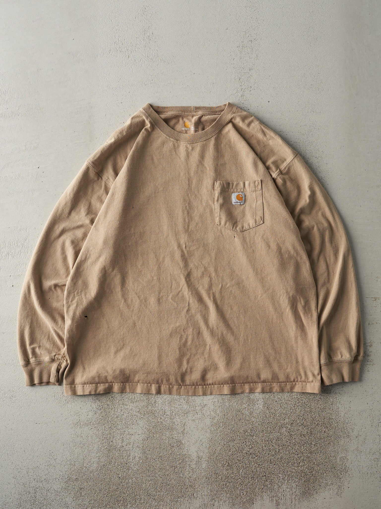 Vintage Y2K Beige Carhartt Pocket Long Sleeve (XL/XXL)