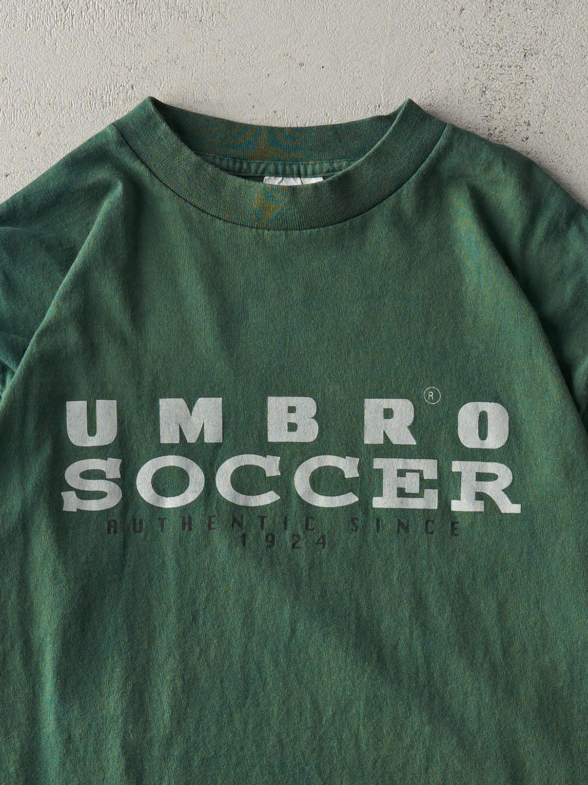 Vintage 90s Sun Faded Green Umbro Soccer Single Stitch Tee (M)