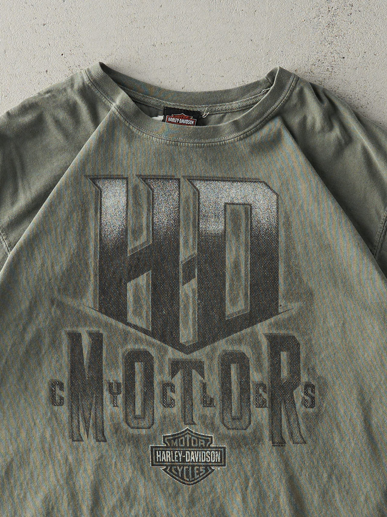 Vintage 11' Faded Green Dayton, Ohio Harley Davidson Tee (M/L)