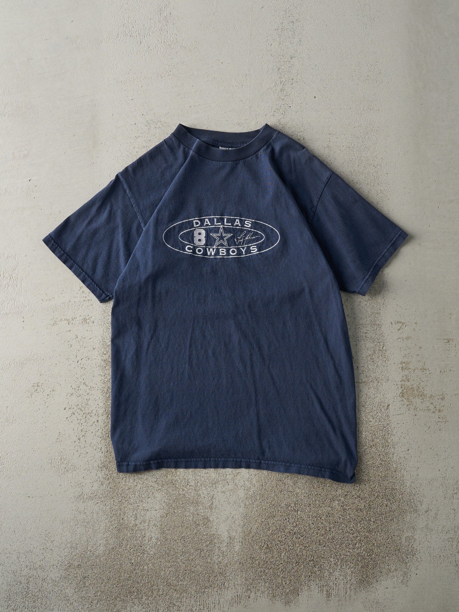 Vintage 90s Navy Blue Embroidered Dallas Cowboys #8 Tee (S/M)