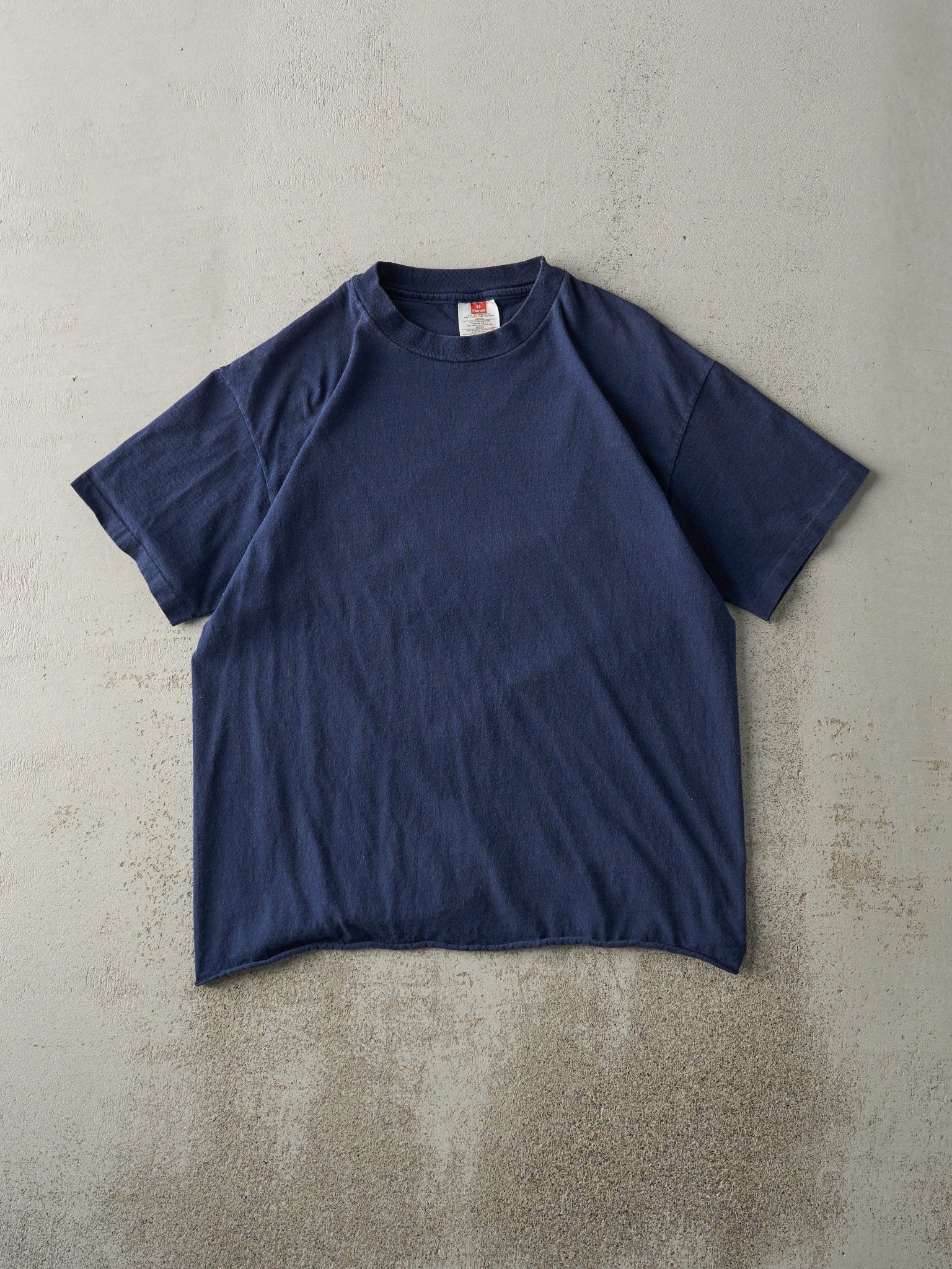 Vintage 90s Navy Blue Blank Single Stitch Tee (M)
