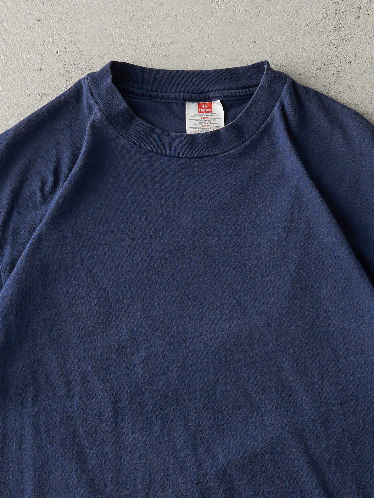 Vintage 90s Navy Blue Blank Single Stitch Tee (M)