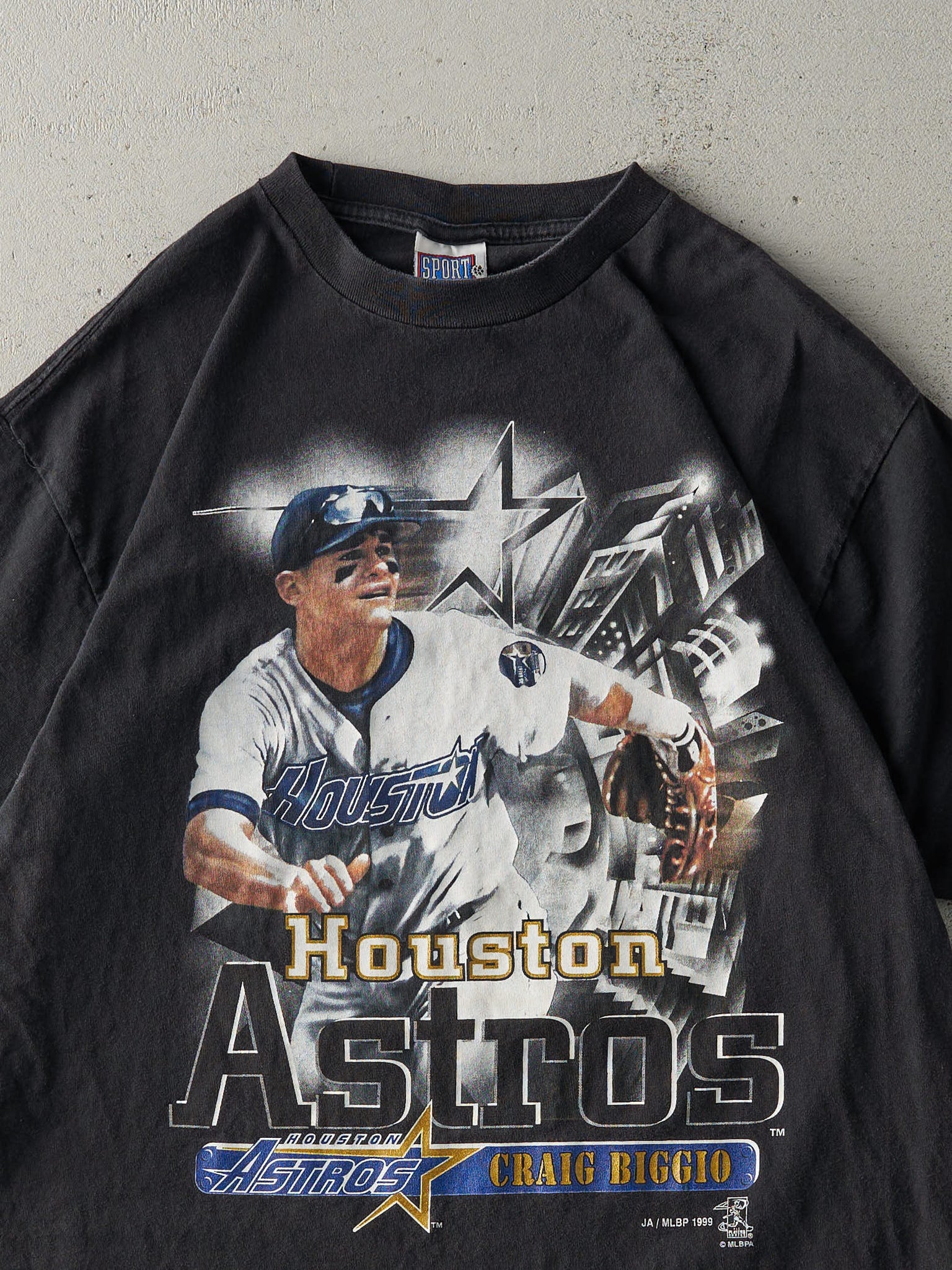 Vintage 99' Black Houston Astros Craig Biggio Tee (L)