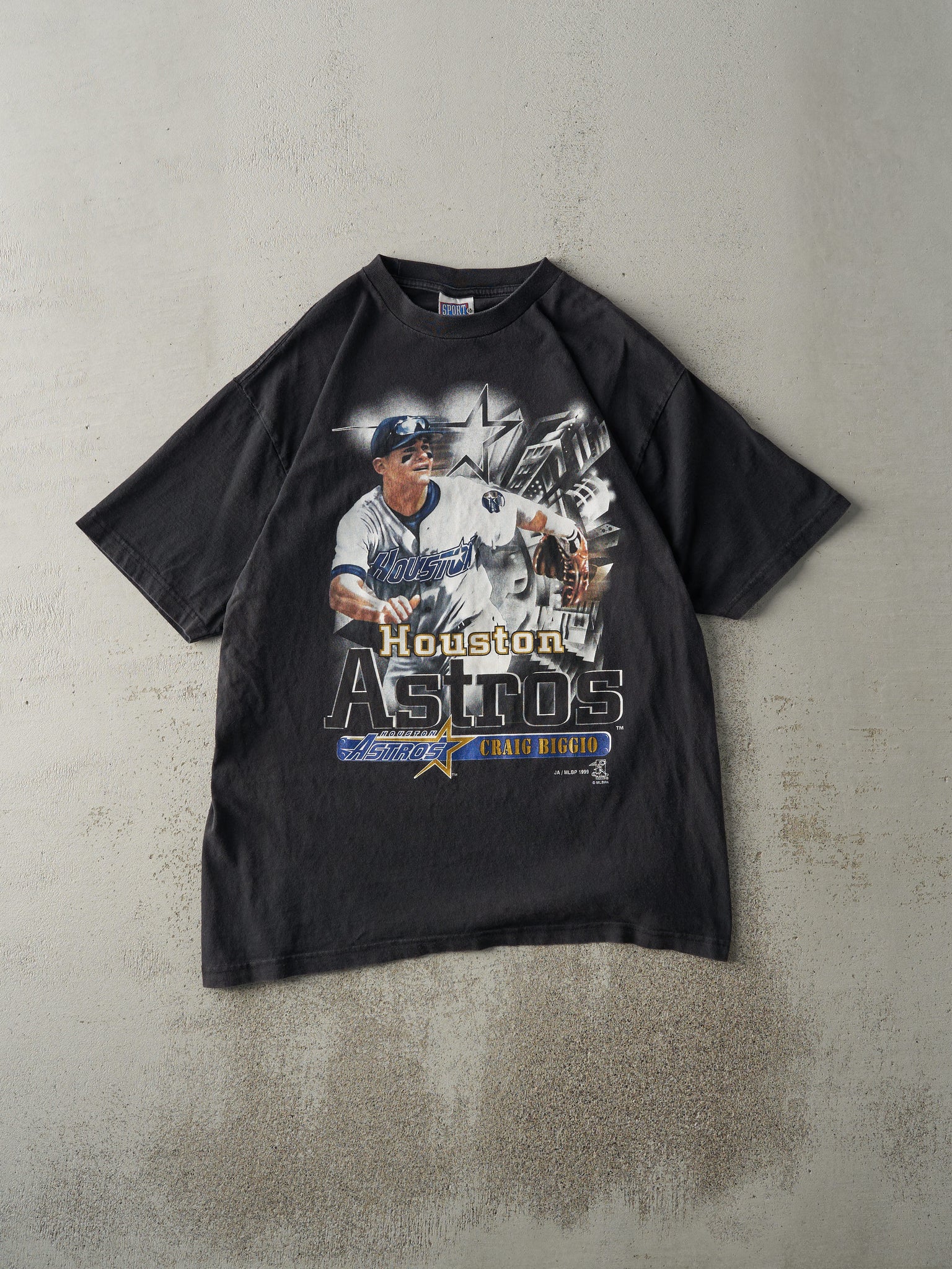 Vintage 99' Black Houston Astros Craig Biggio Tee (L)