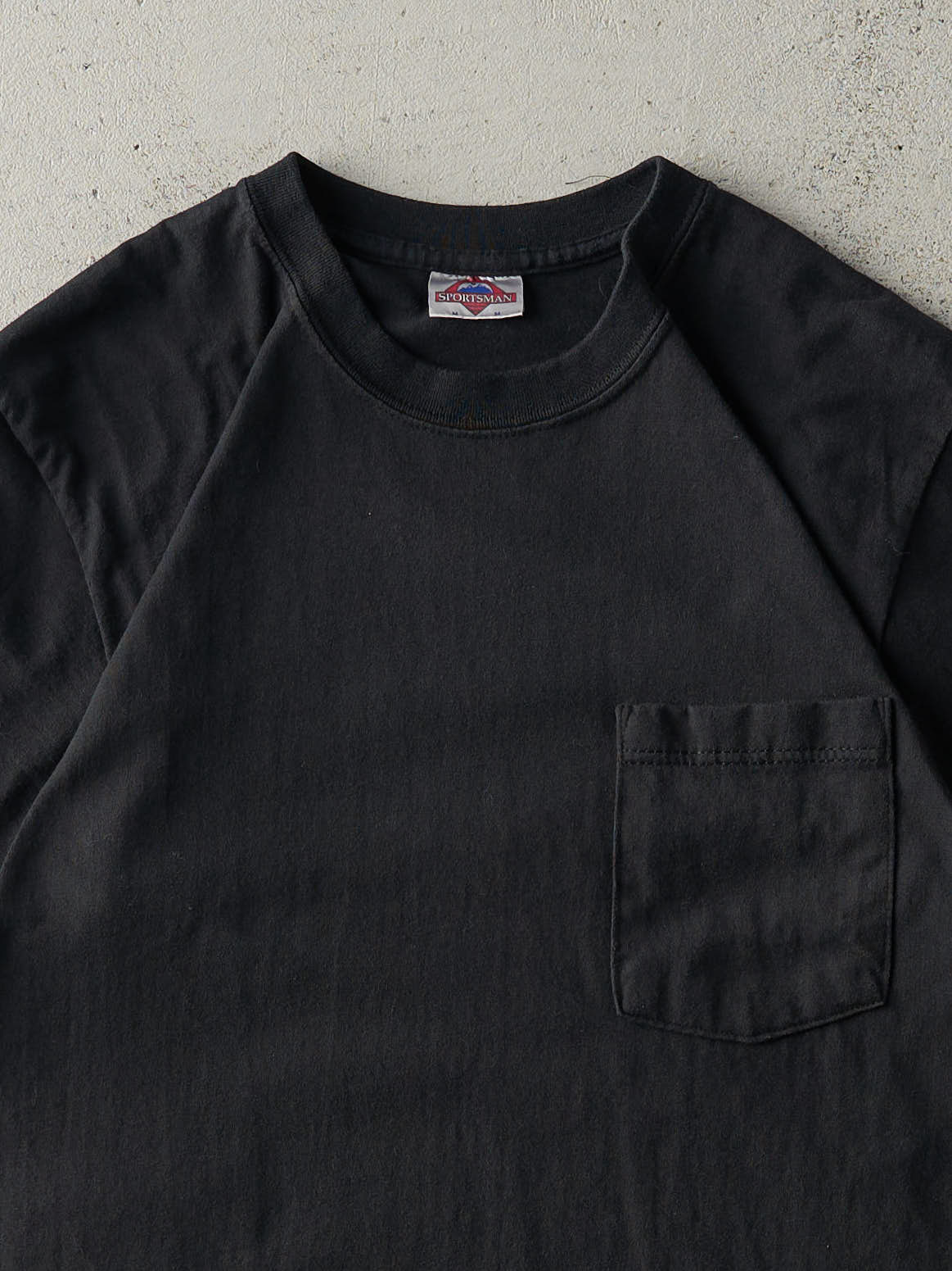 Vintage 90s Black Blank Pocket Tee (S/M)