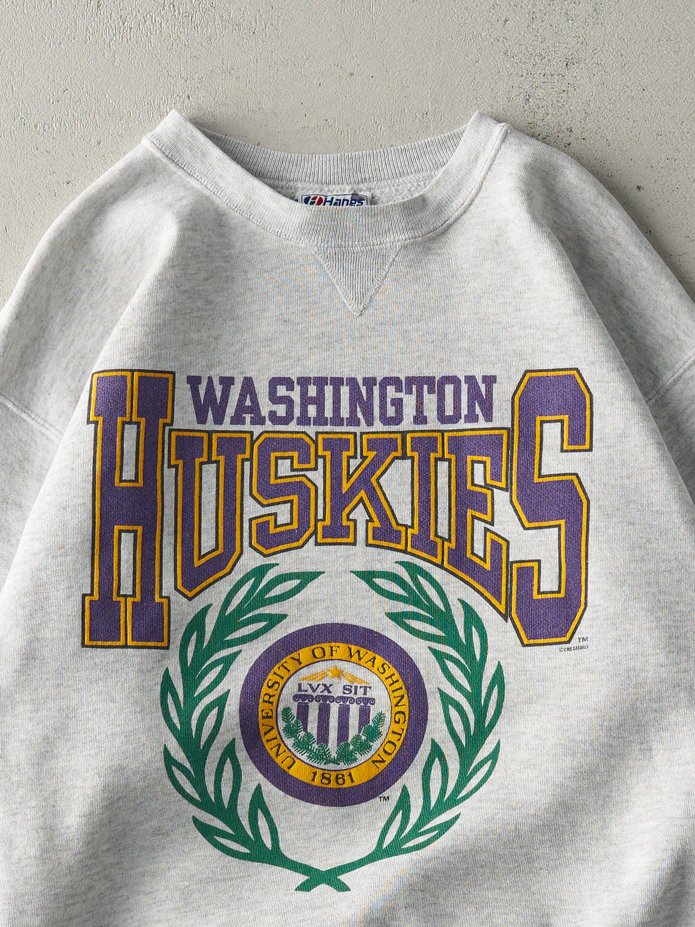 Vintage 90s Heather Grey University of Washington Huskies Crewneck (M)