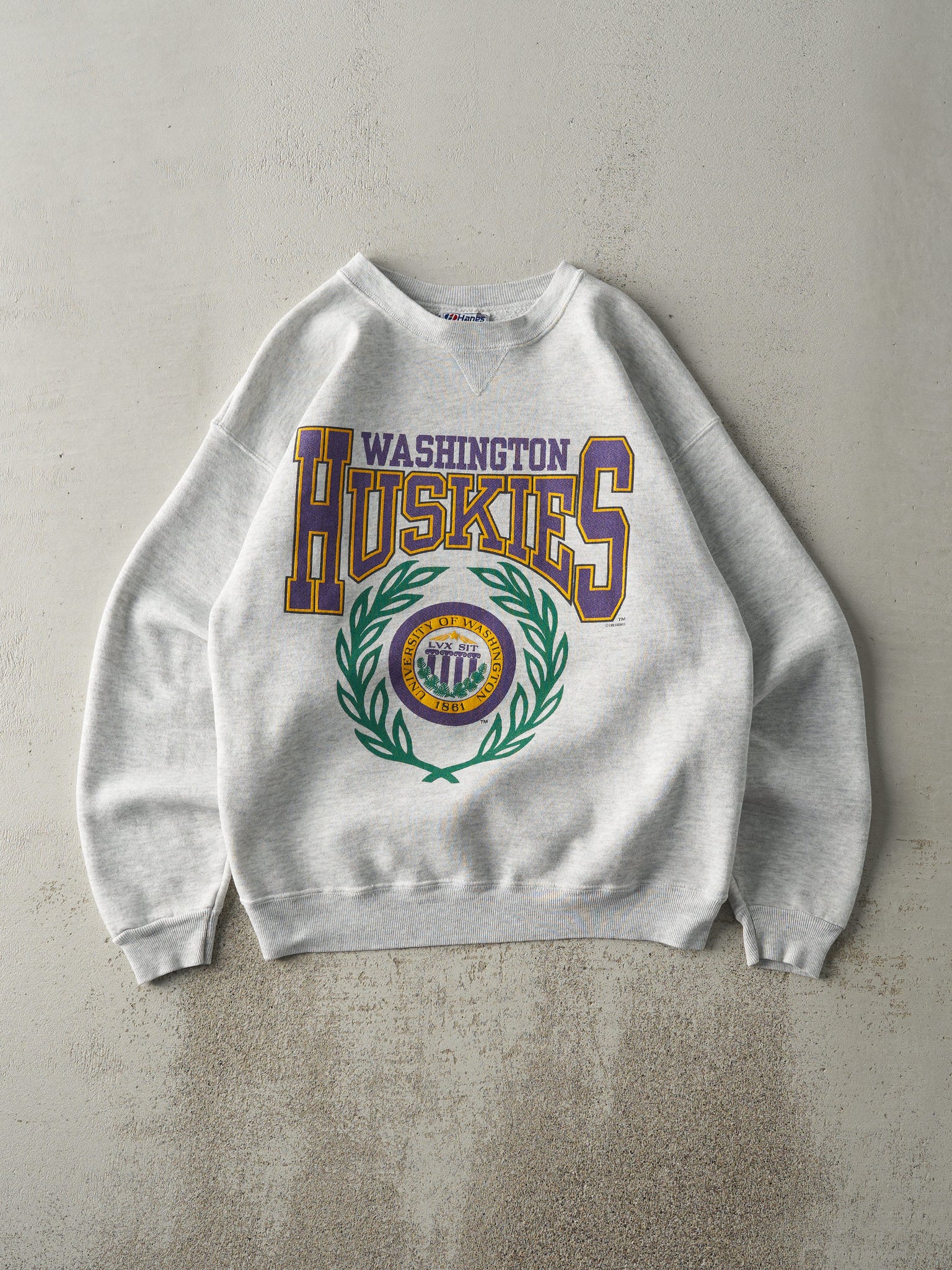 Vintage 90s Heather Grey University of Washington Huskies Crewneck (M)