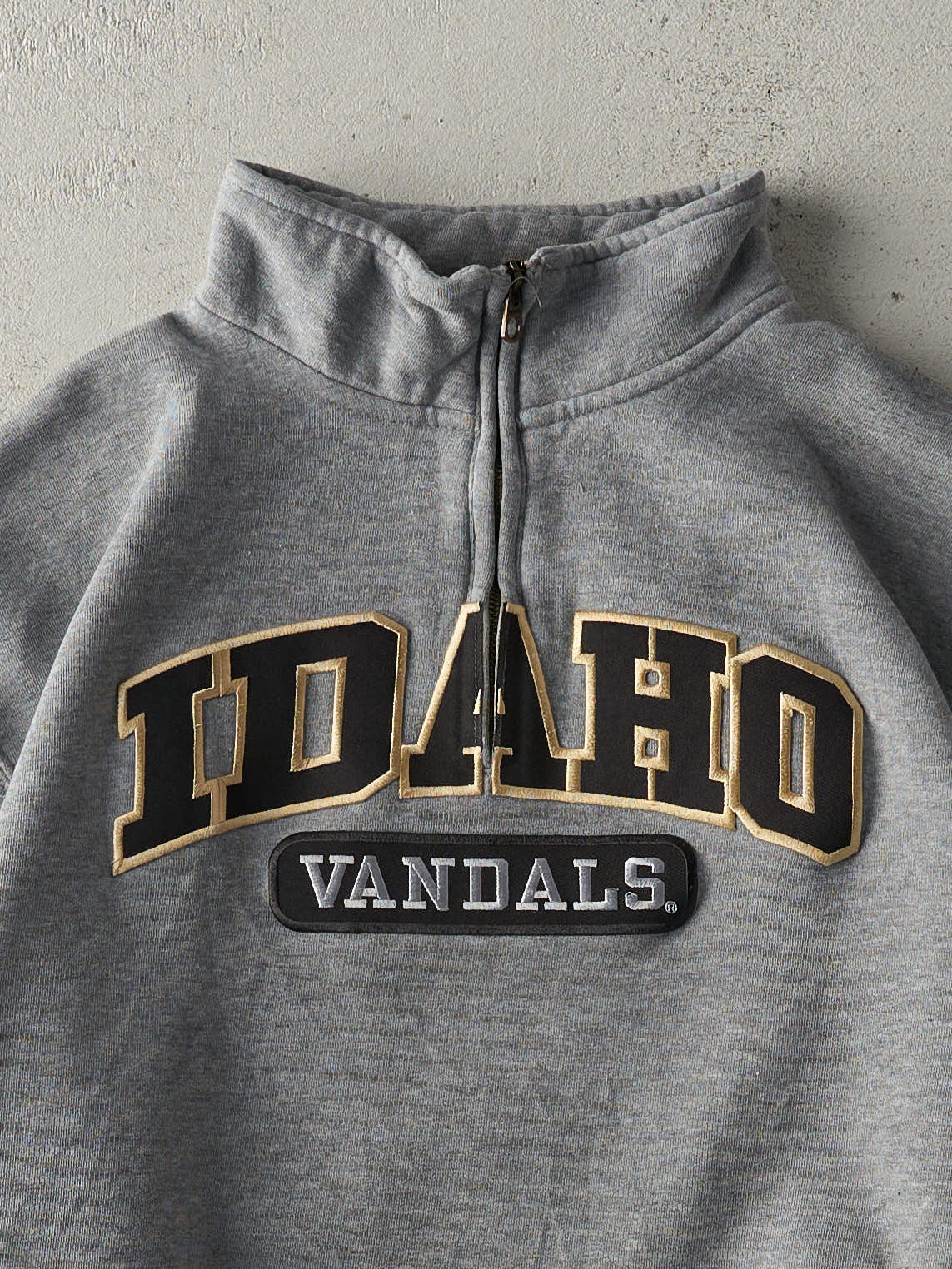 Vintage Y2K Grey Idaho Vandals Quarter Zip Boxy Sweatshirt (L)