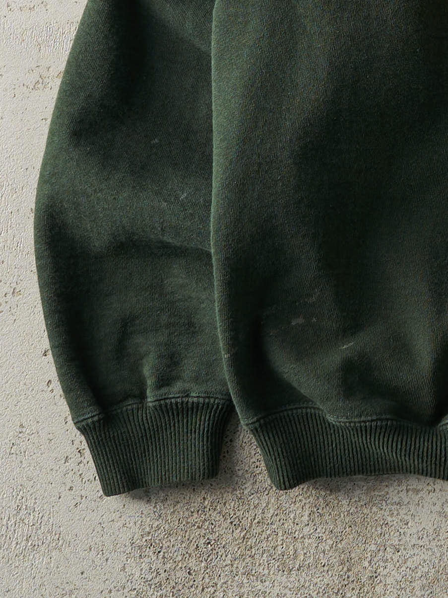Vintage 90s Sun Faded Dark Green Blank Crewneck (M)
