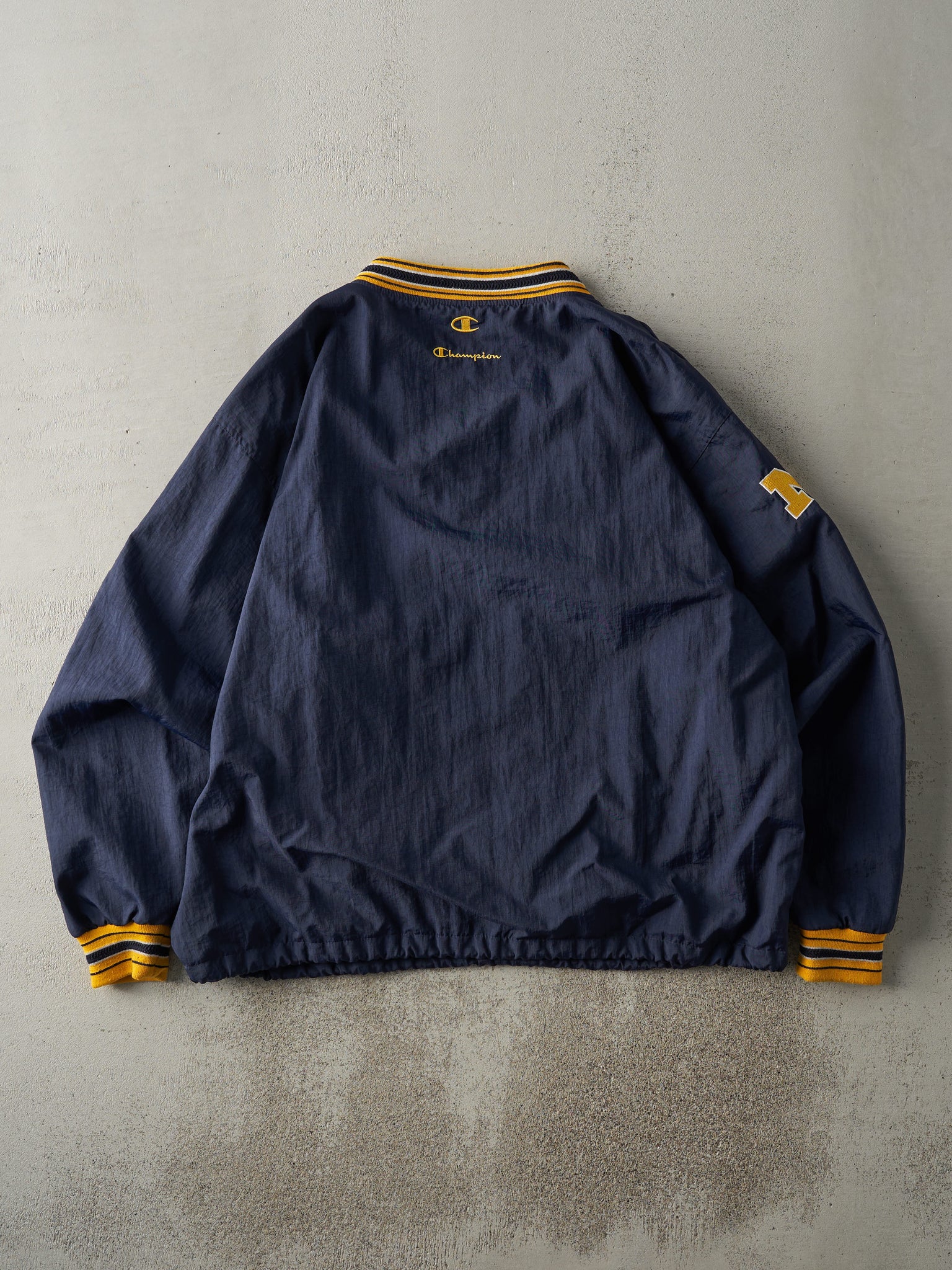 Vintage 90s Navy Blue University of Michigan Pullover Coaches Jacket (XL/XXL)