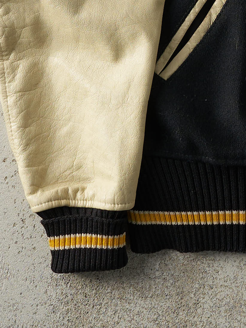 Vintage 76' Black & Yellow Varsity Jacket (S/M)