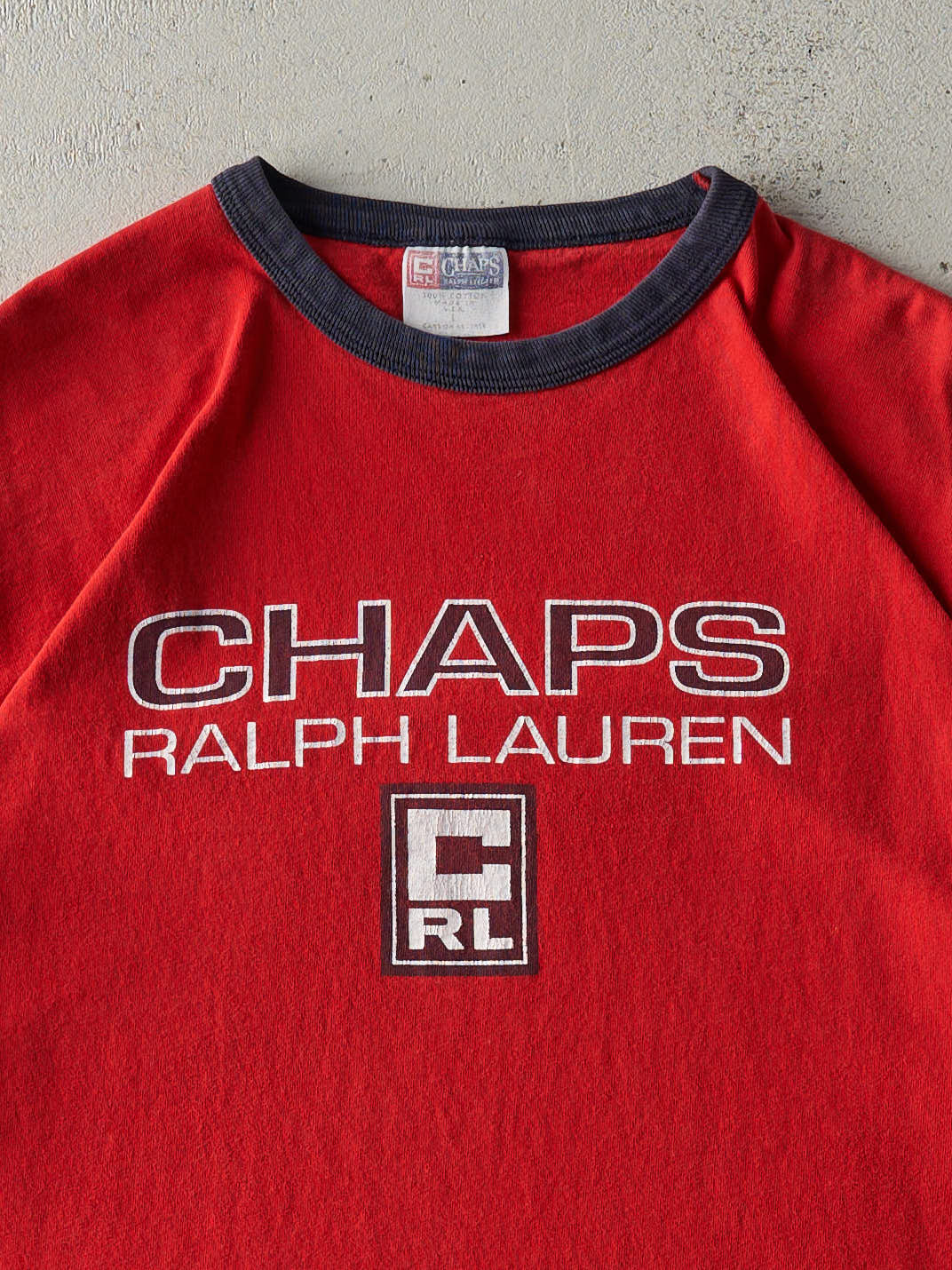 Vintage Y2K Red Chaps Ralph Lauren Ringer Tee (L)