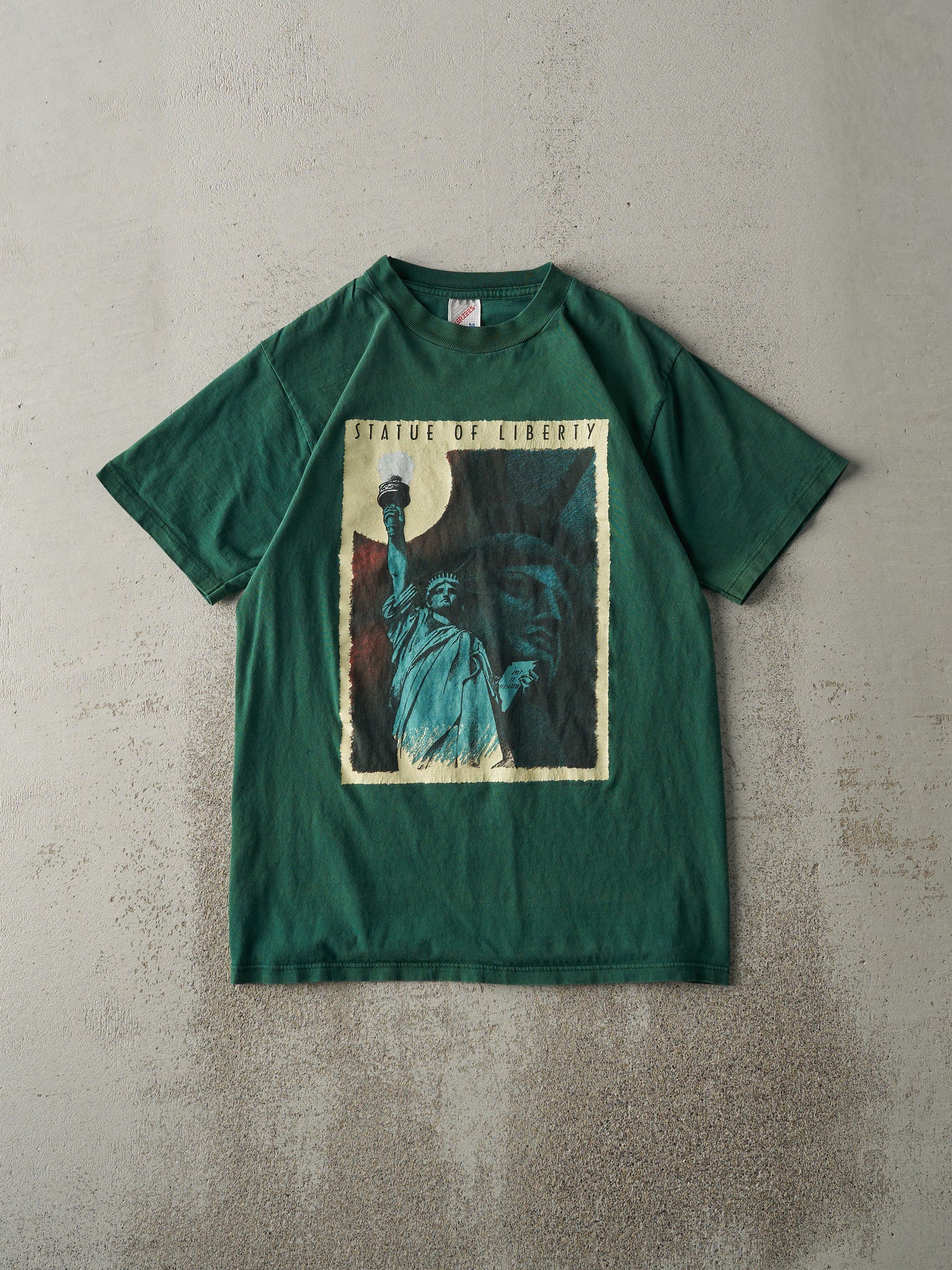 Vintage 90s Forest Green Statue of Liberty Tee (S)