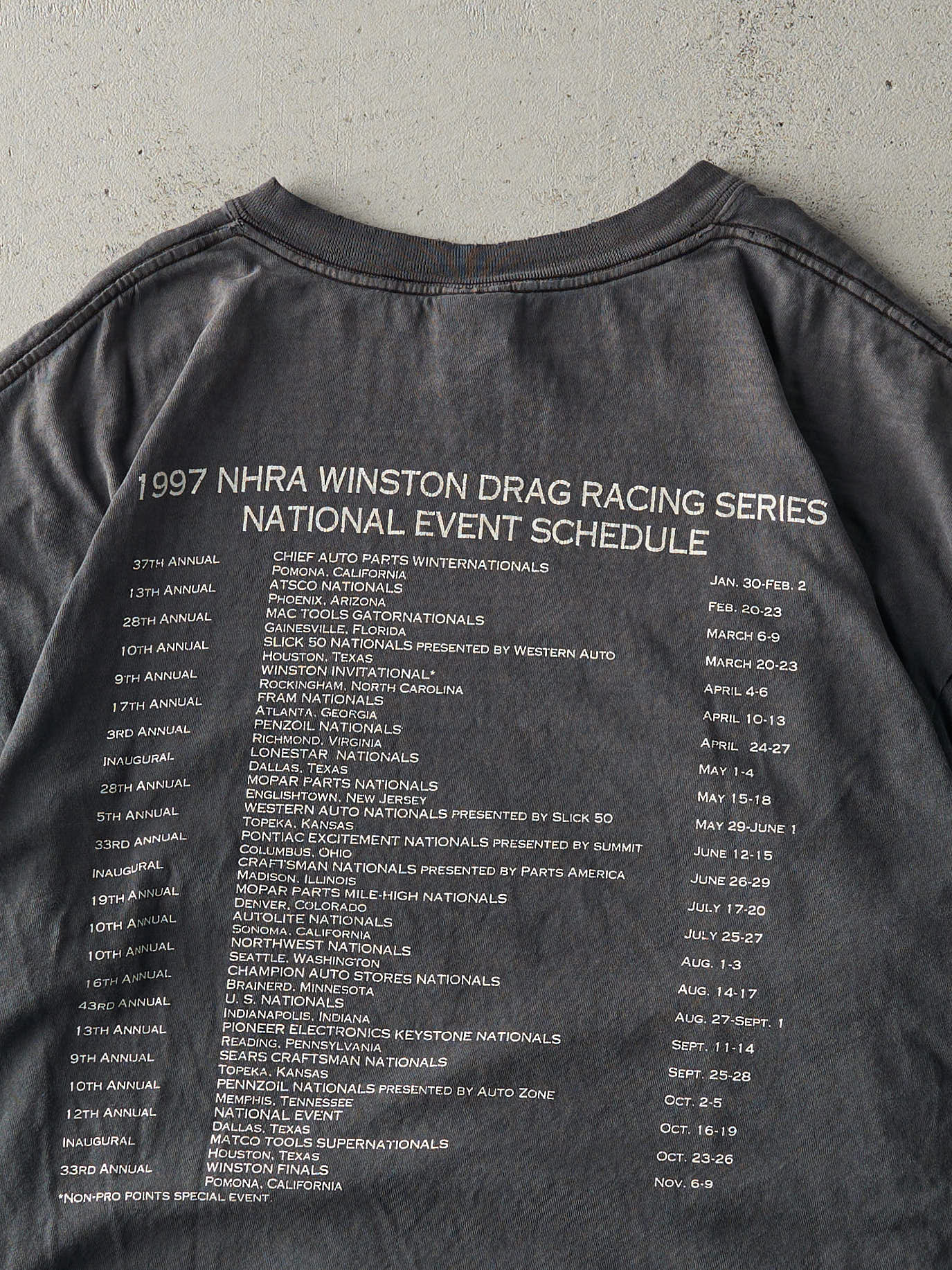 Vintage 97' Faded Black Feel The Thunder Drag Racing Tee (L/XL)