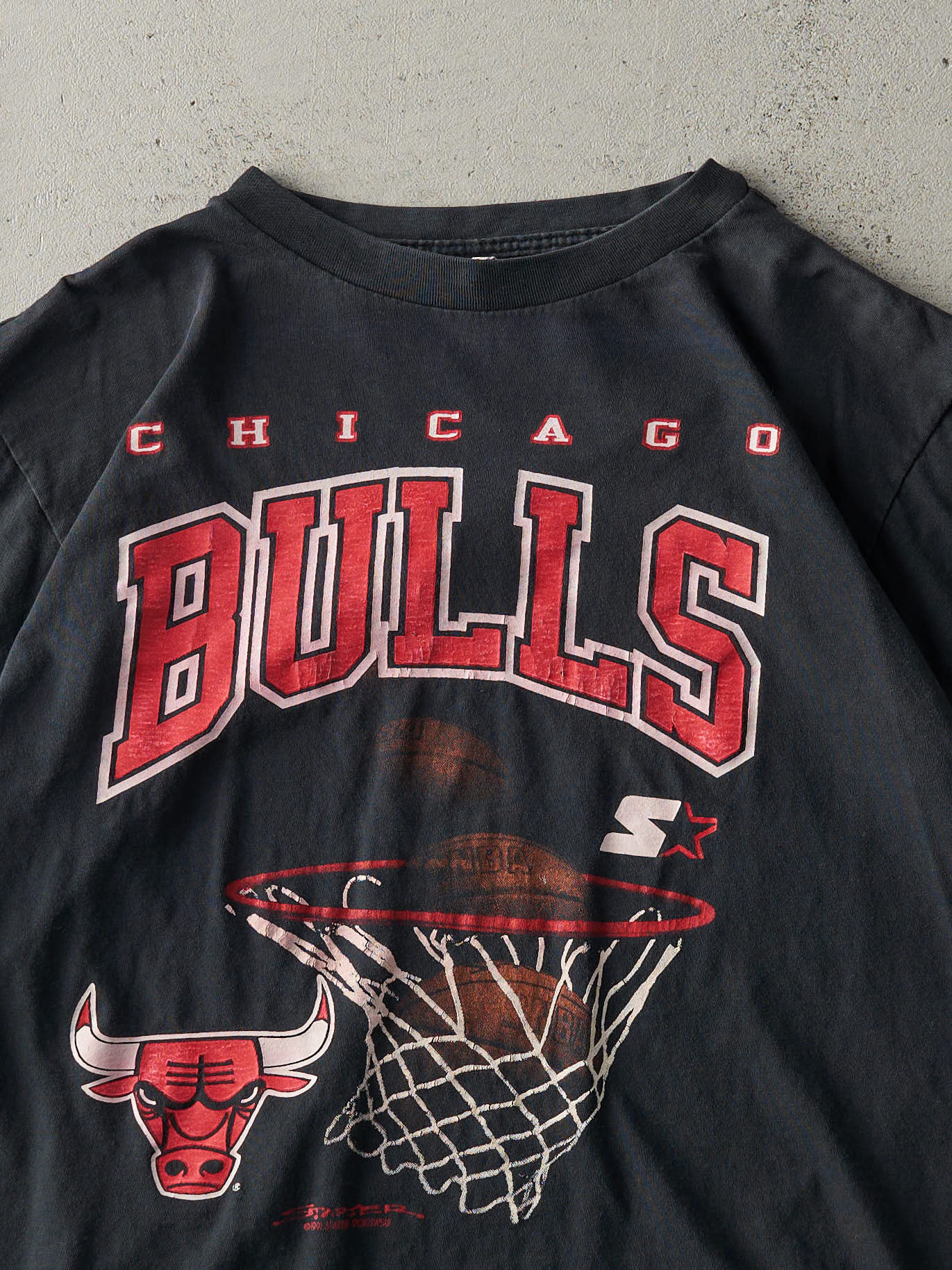 Vintage 91' Black Chicago Bulls Starter Single Stitch Tee (M)