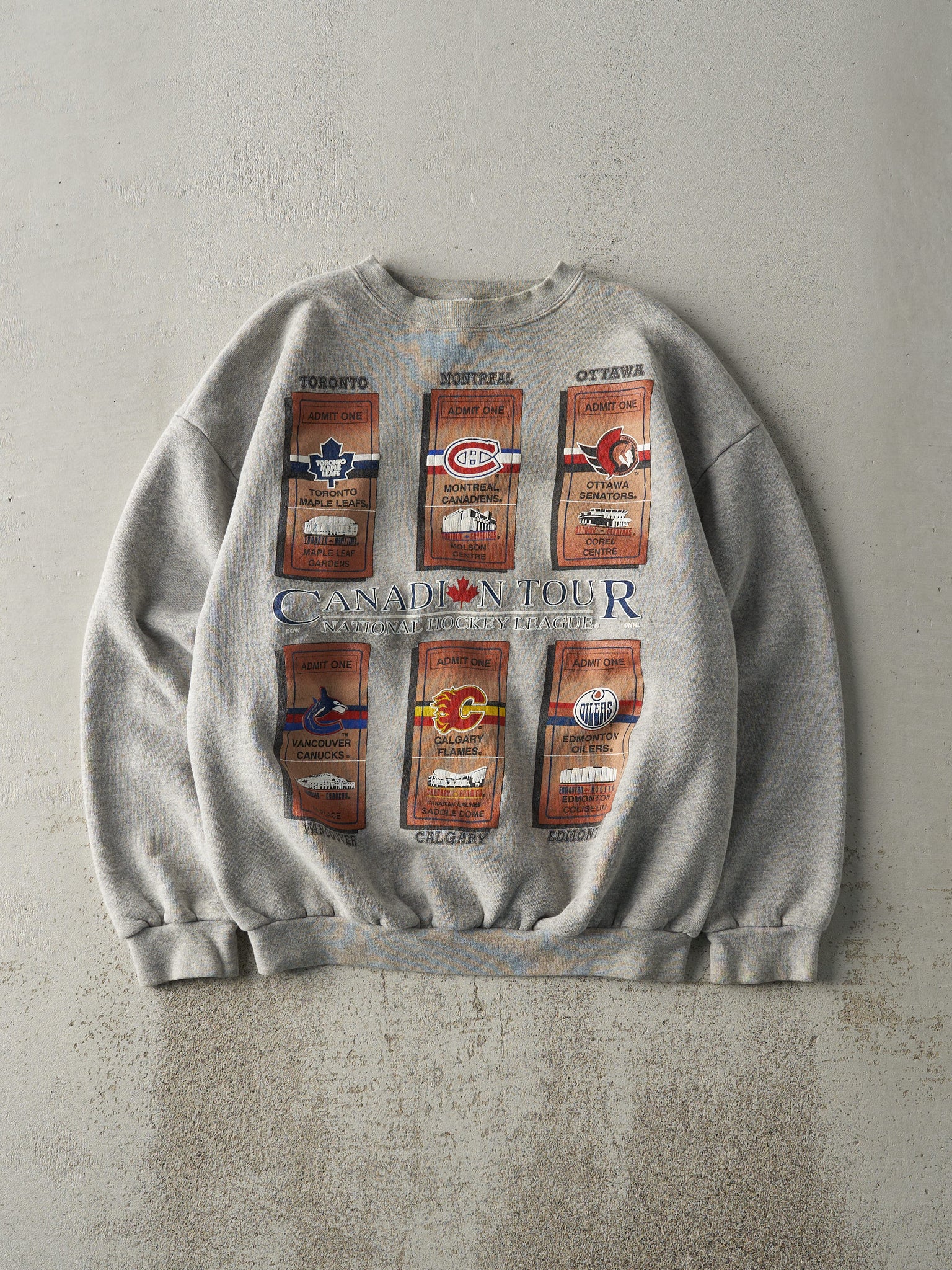 Vintage 90s Grey NHL Canadian Tour Crewneck (M/L)