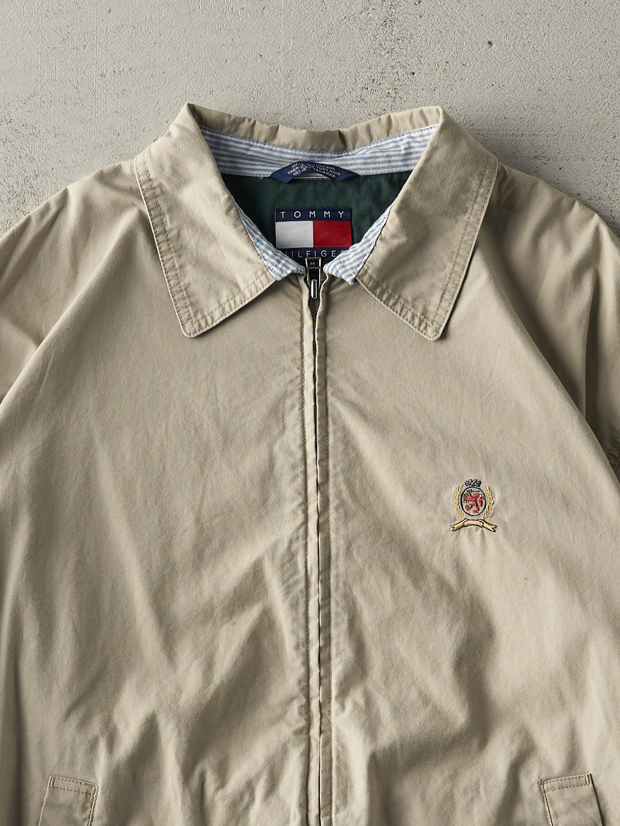 Vintage Y2K Beige Tommy Hilfiger Harrington Jacket (M)