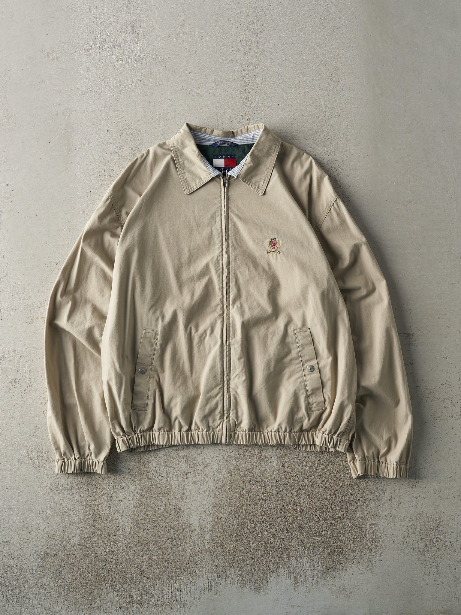 Vintage Y2K Beige Tommy Hilfiger Harrington Jacket (M)