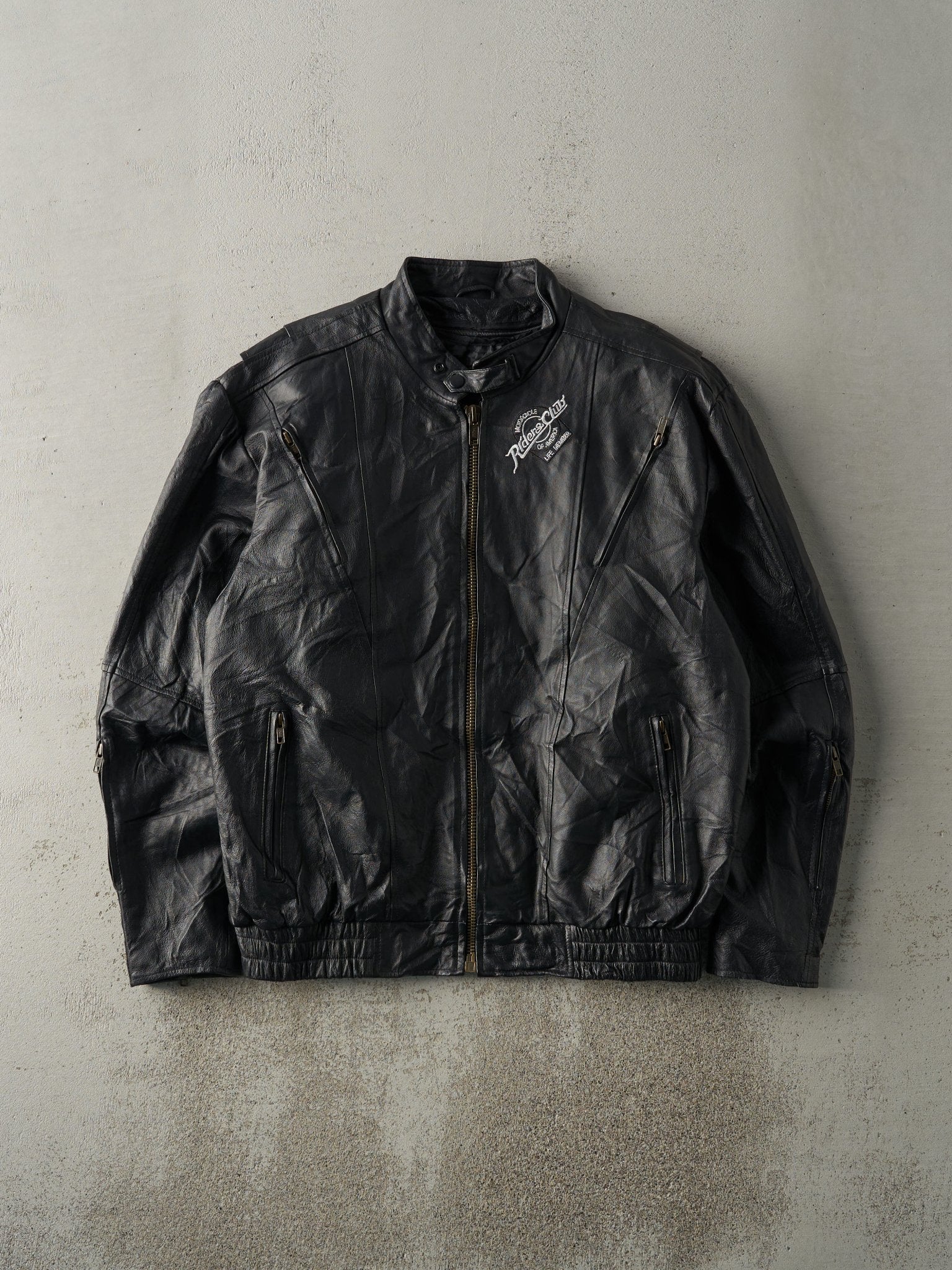 Vintage Y2K Black Riders Club Lifetime Member Leather Biker Jacket (L)