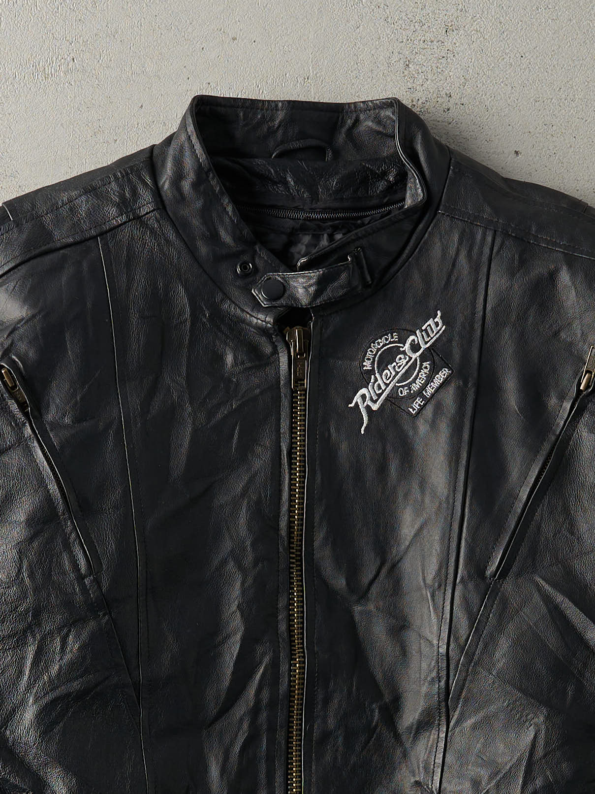Vintage Y2K Black Riders Club Lifetime Member Leather Biker Jacket (L)
