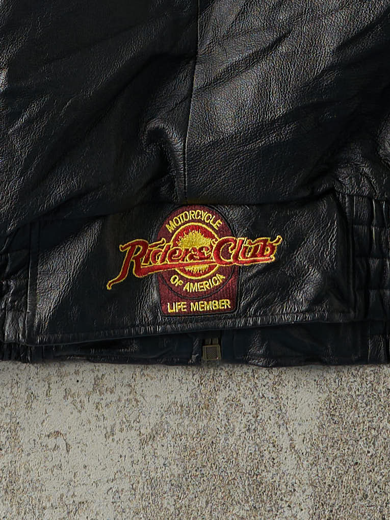 Vintage Y2K Black Riders Club Lifetime Member Leather Biker Jacket (L)