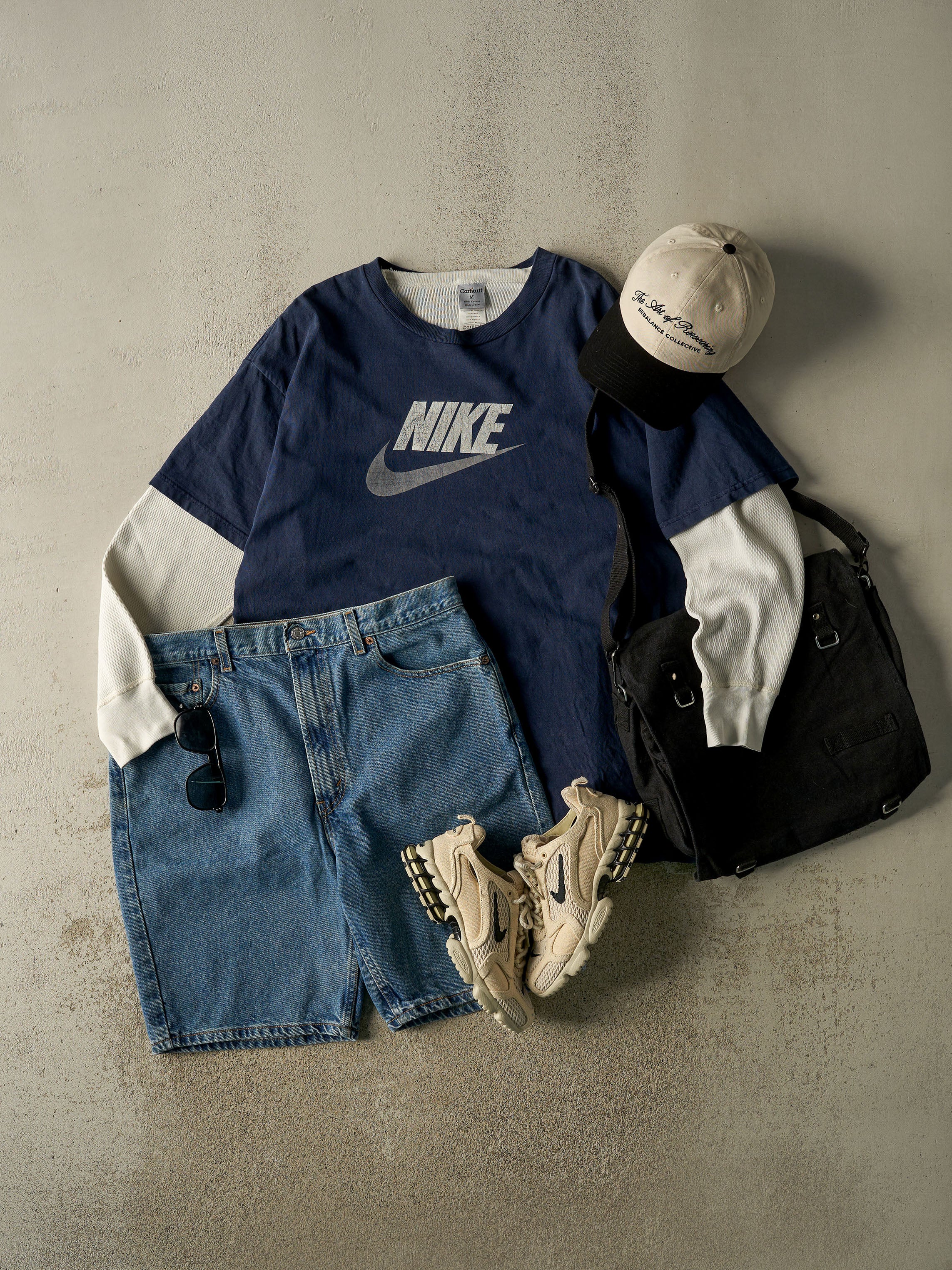 Vintage 90s Navy Blue Nike Logo Tee (XL/XXL)