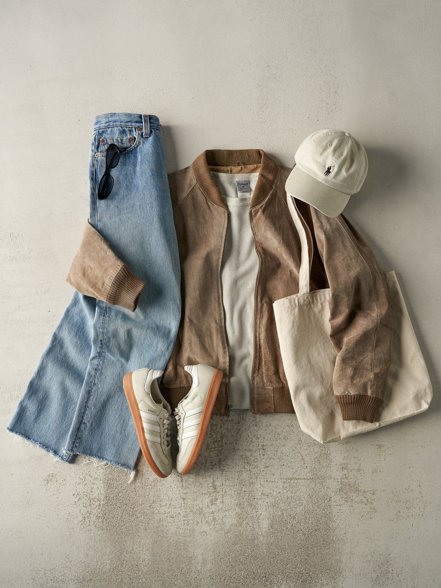Vintage 90s Brown Peter England Suede Bomber Jacket (M)