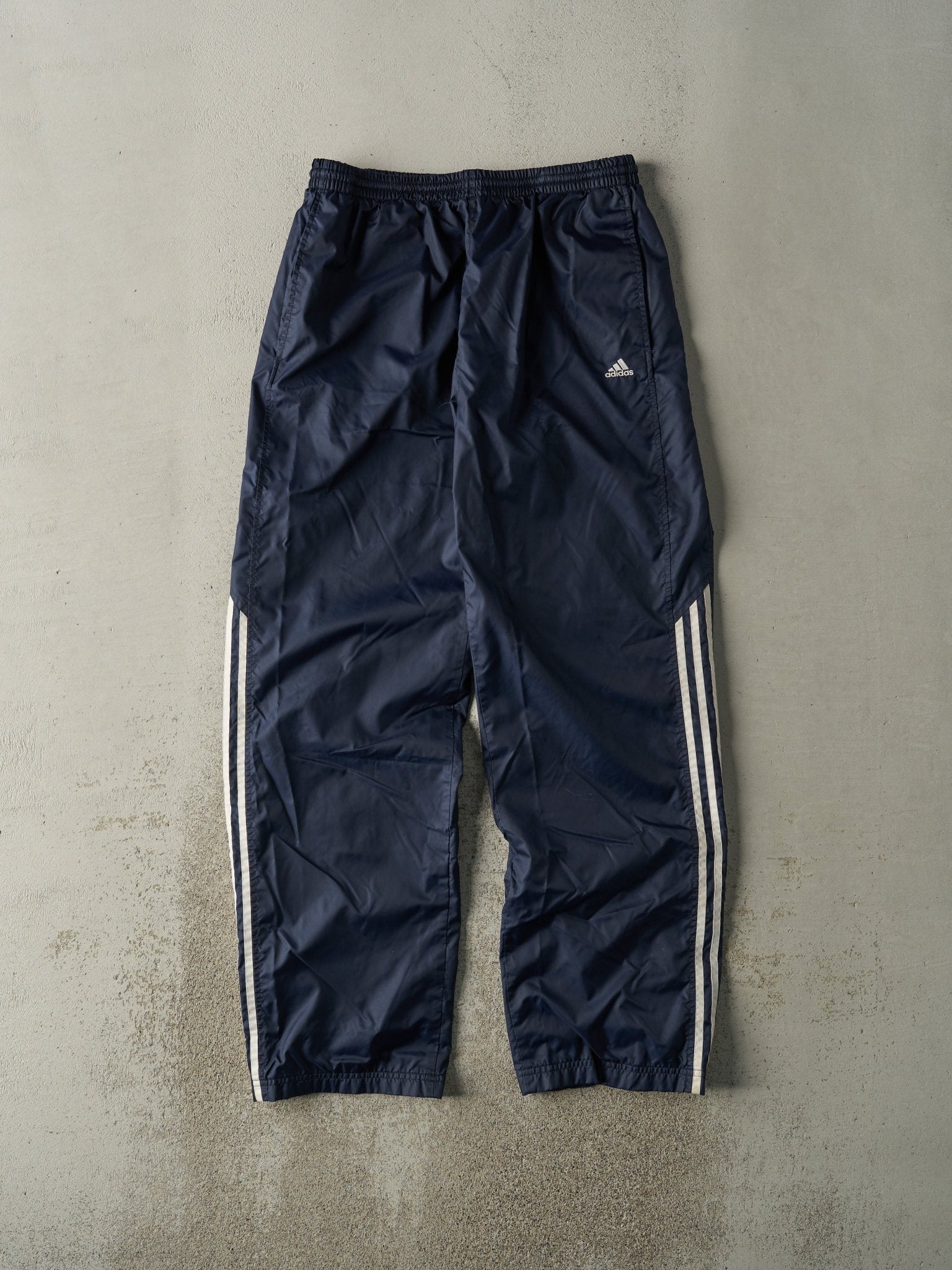 Vintage Y2K Navy Blue Adidas Windbreaker Pants (32x32)