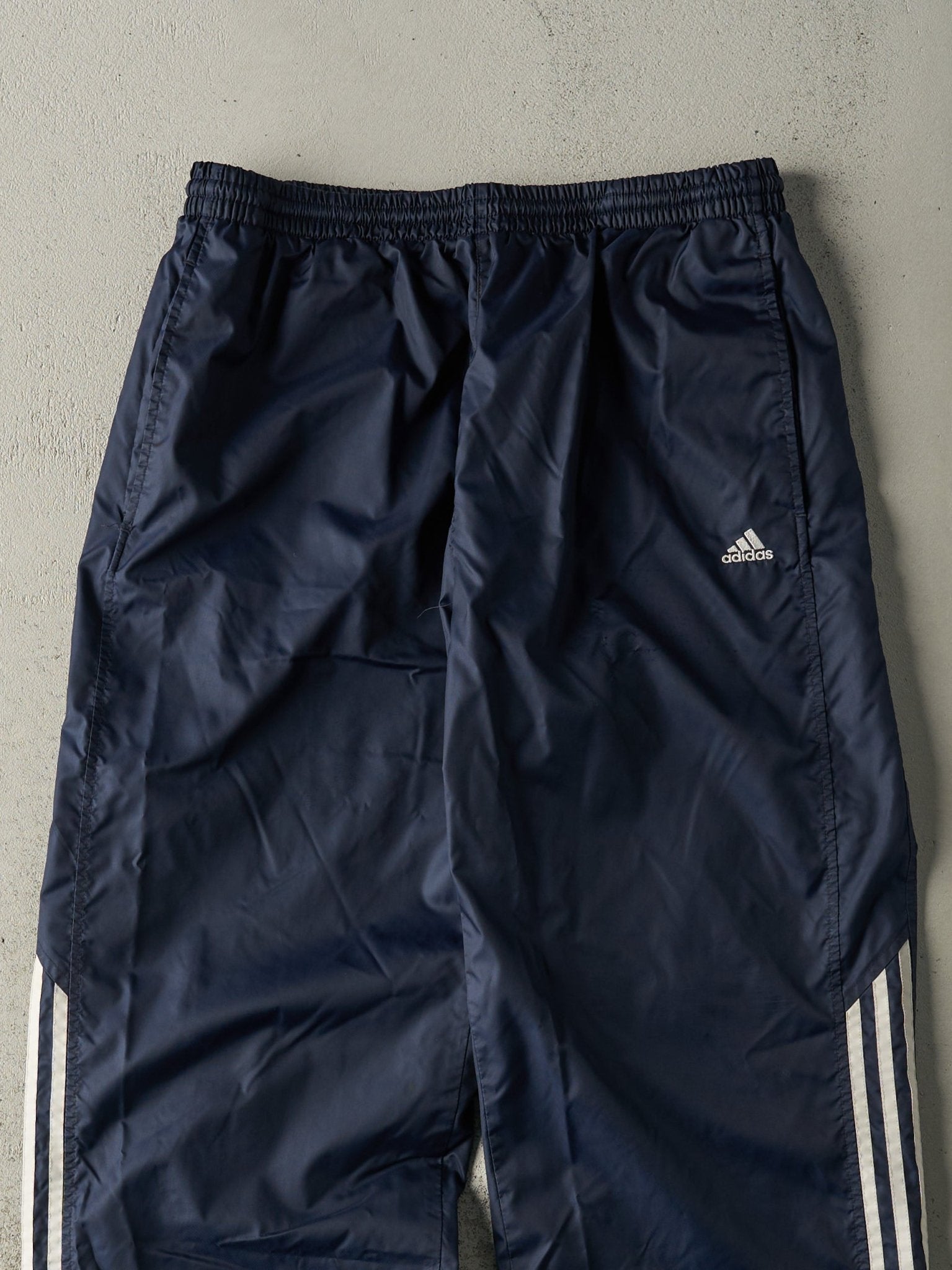 Vintage Y2K Navy Blue Adidas Windbreaker Pants (32x32)