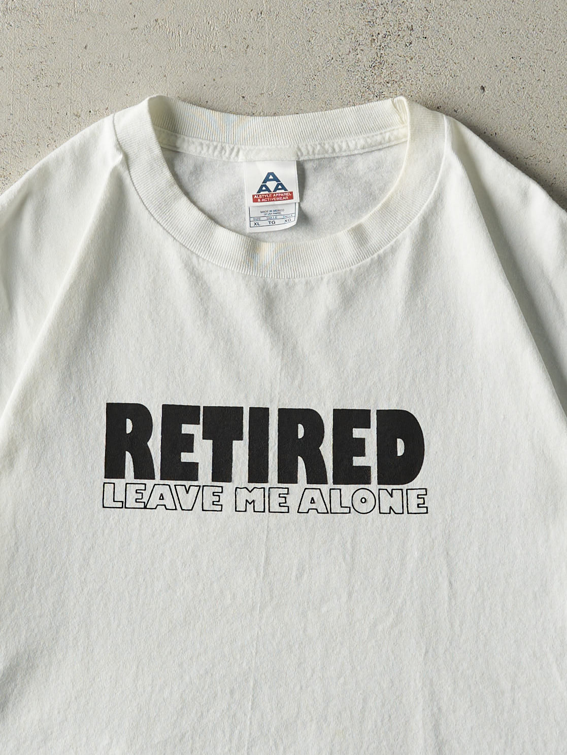 Vintage Y2K White "Retired" Slogan Tee (L)