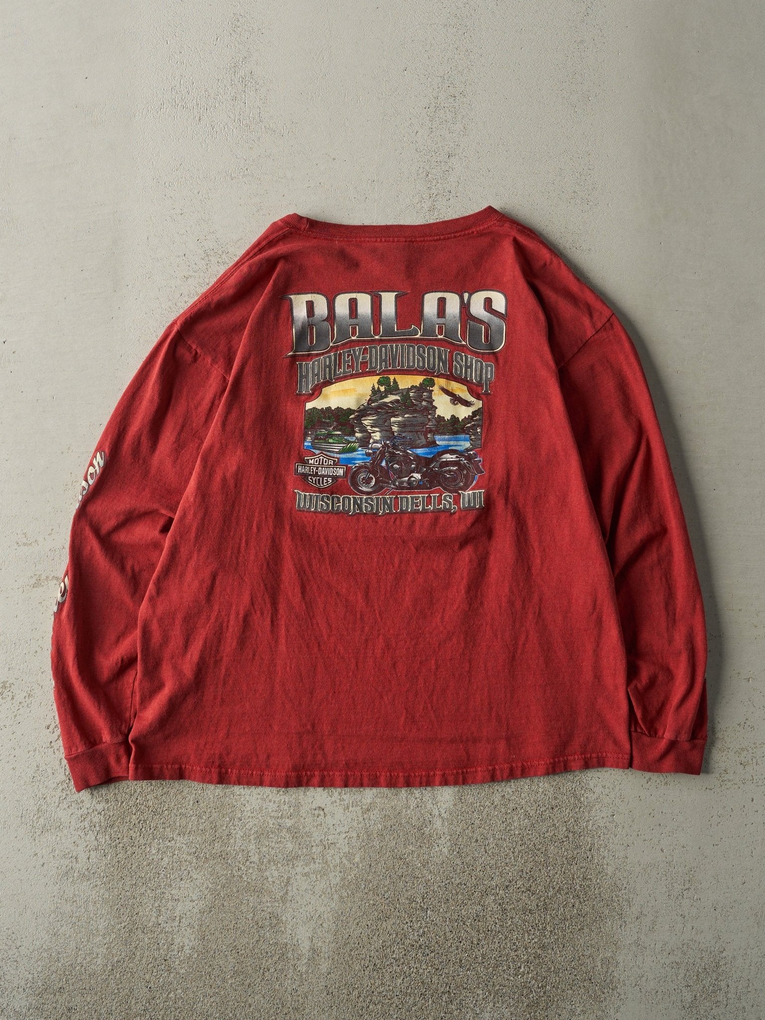 Vintage 05' Red Wisconsin Dells, Wisconsin Harley Davidson Long Sleeve (L)