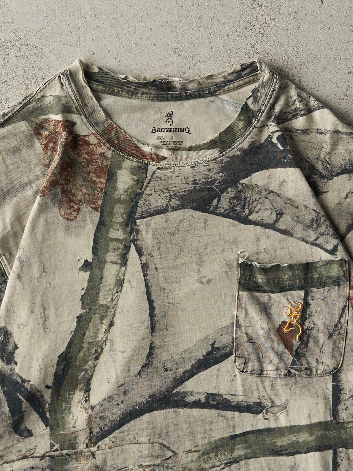 Vintage Y2K Camo Browning x Mossy Oak Embroidered Pocket Tee (L)