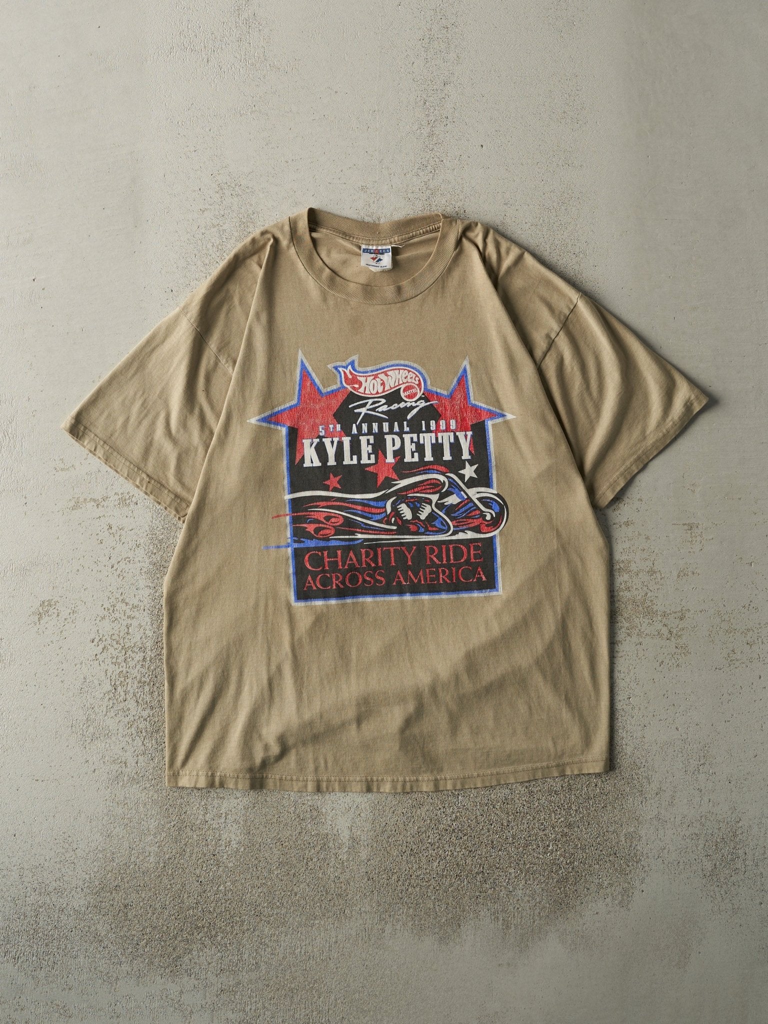 Vintage 99' Beige Kyle Petty Charity Ride Nascar Tee (XL)