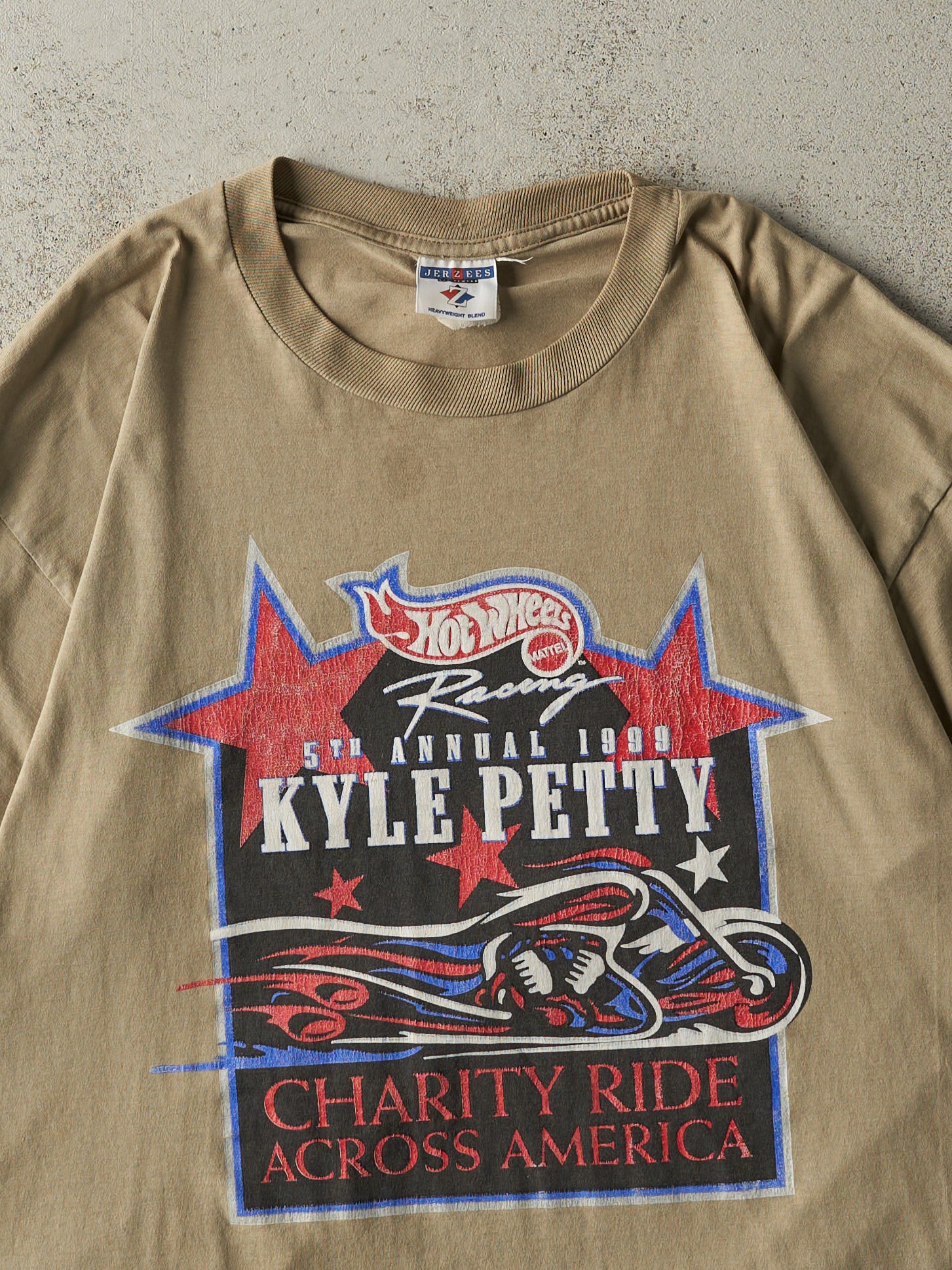 Vintage 99' Beige Kyle Petty Charity Ride Nascar Tee (XL)