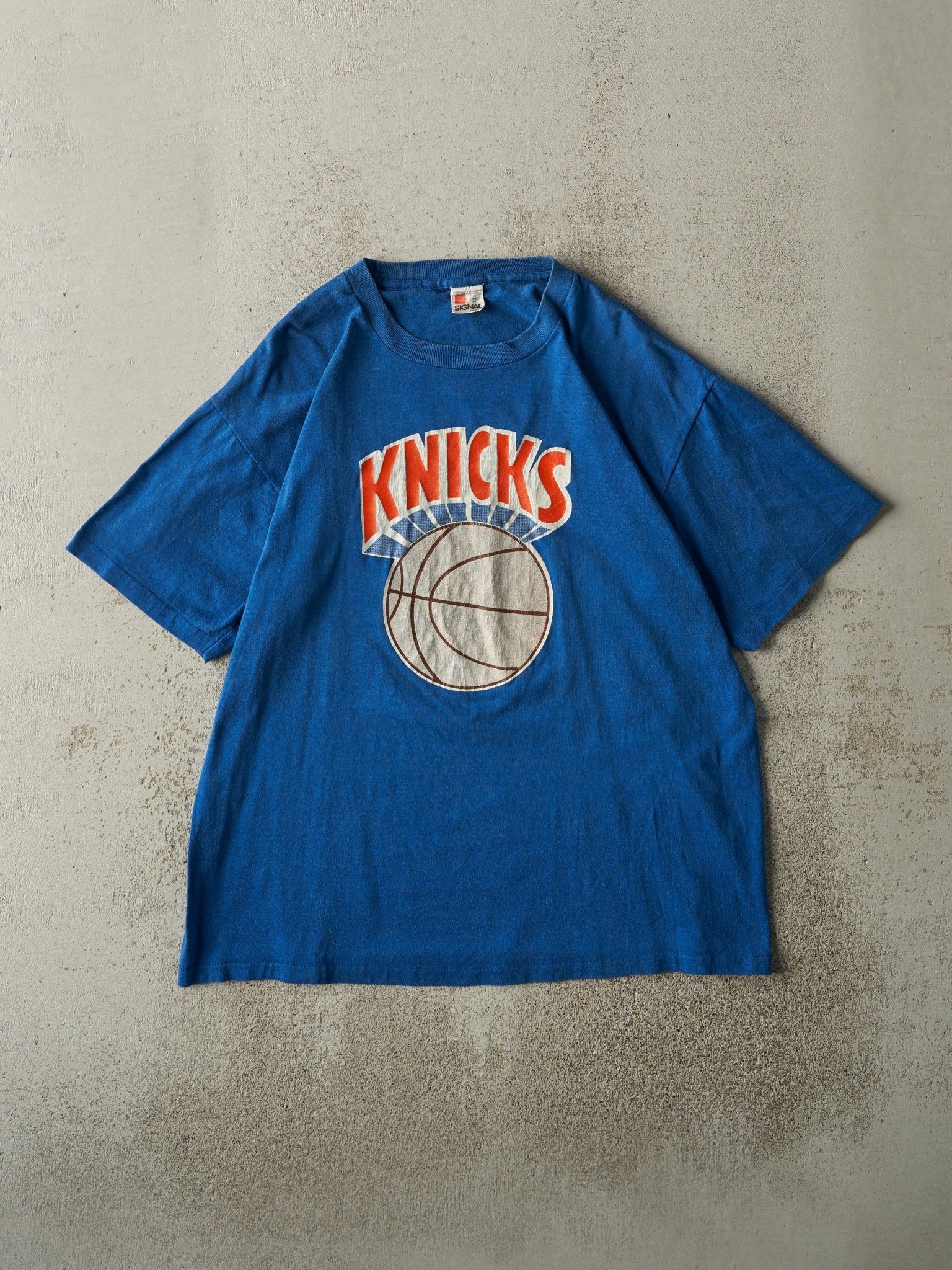Vintage 80s Blue New York Knicks Single Stitch Tee (L)