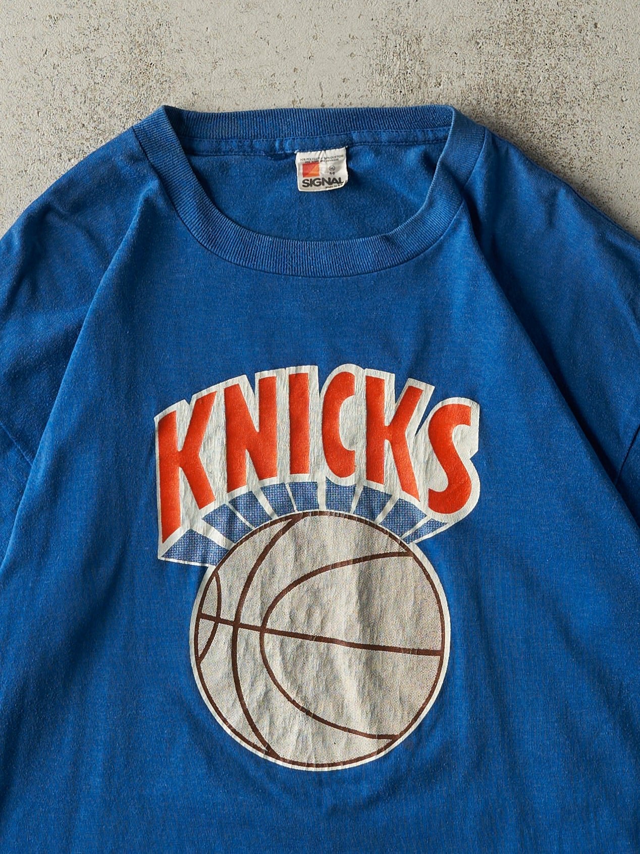 Vintage 80s Blue New York Knicks Single Stitch Tee (L)