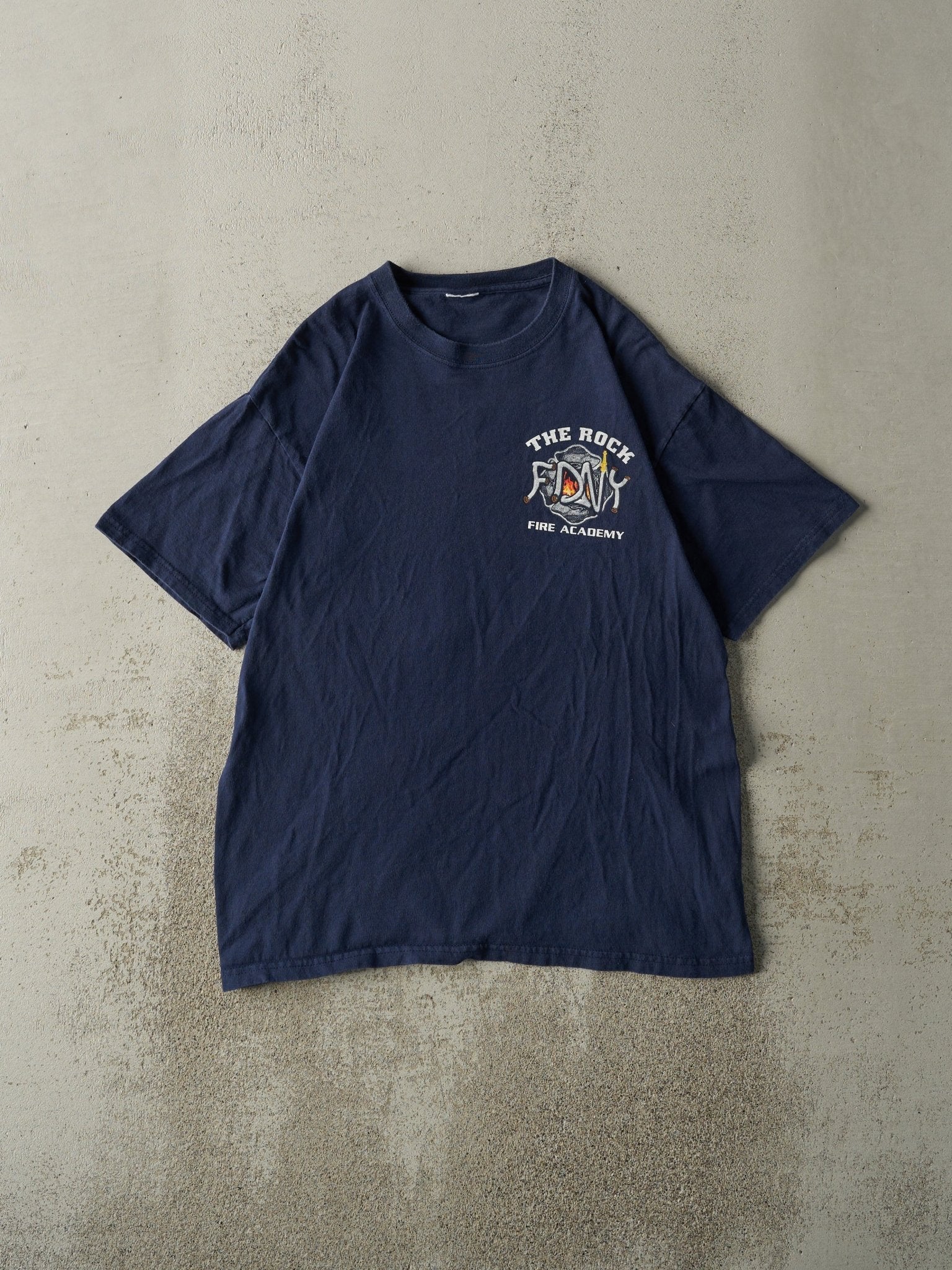 Vintage Y2K Navy Blue FDNY Fire Academy Tee (L)