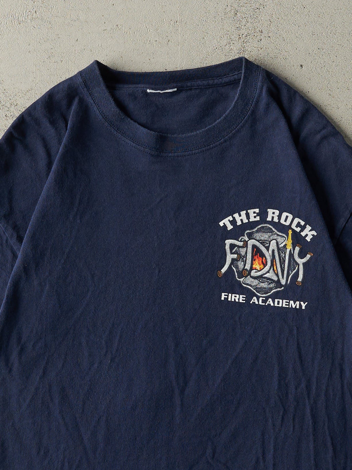 Vintage Y2K Navy Blue FDNY Fire Academy Tee (L)