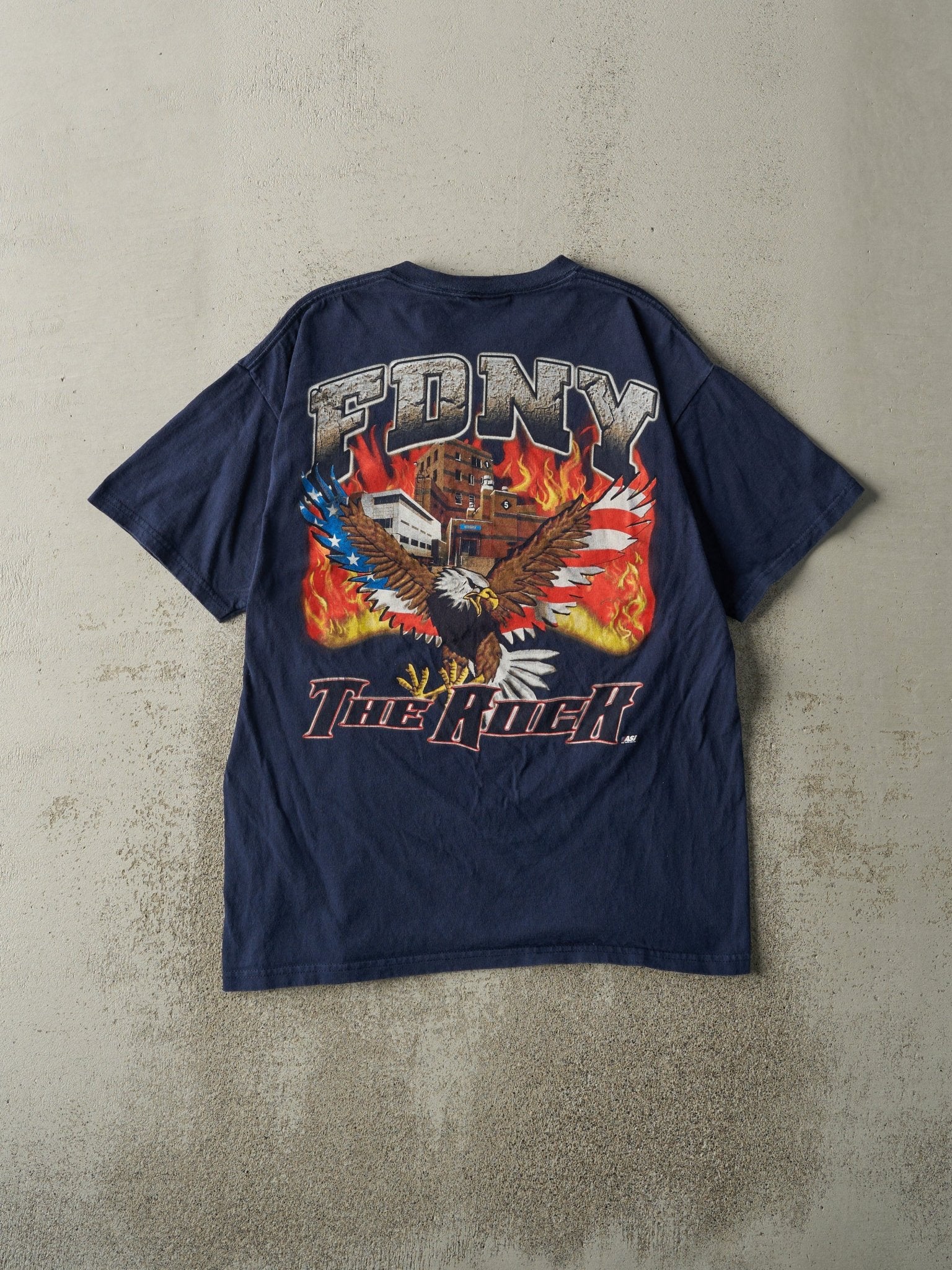 Vintage Y2K Navy Blue FDNY Fire Academy Tee (L)