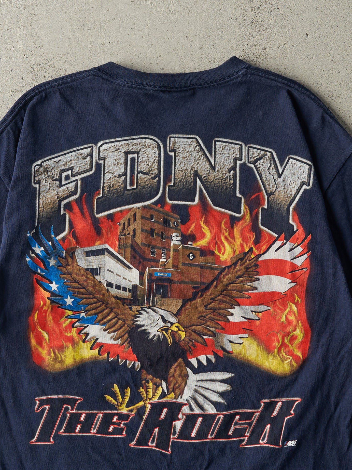 Vintage Y2K Navy Blue FDNY Fire Academy Tee (L)