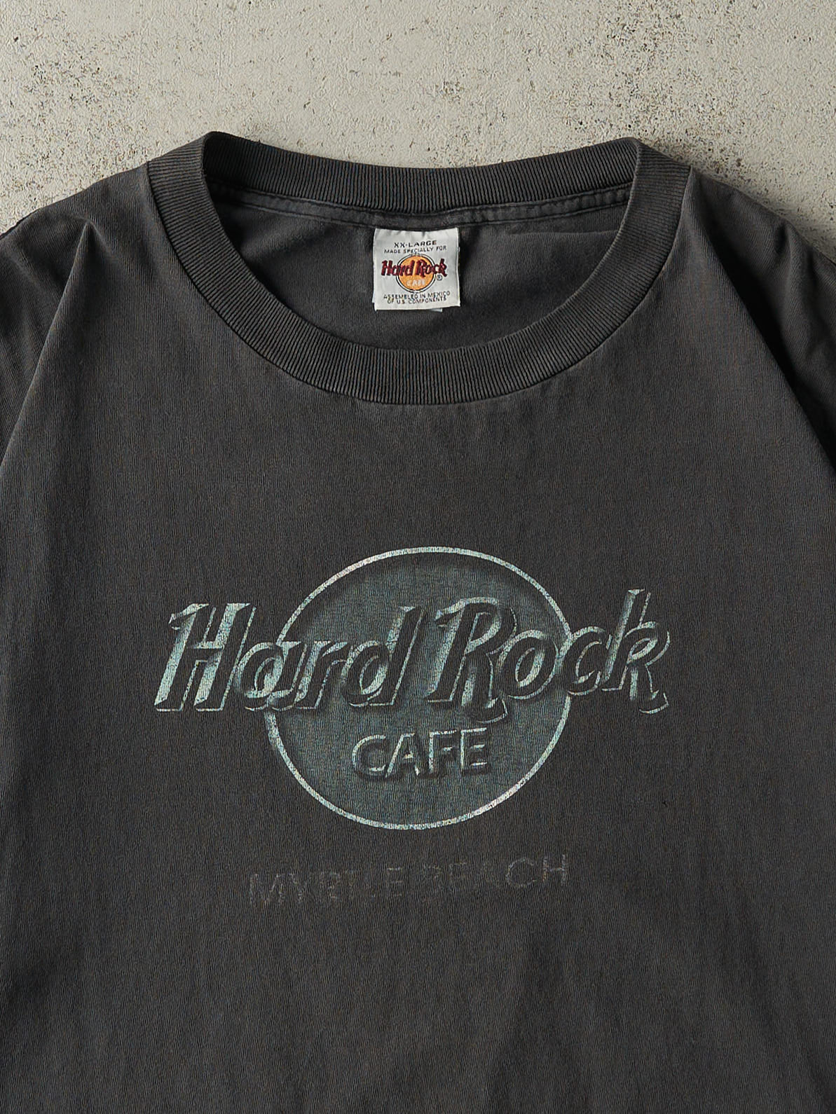 Vintage 90s Faded Black Myrtle Beach Hard Rock Cafe Tee (XL)