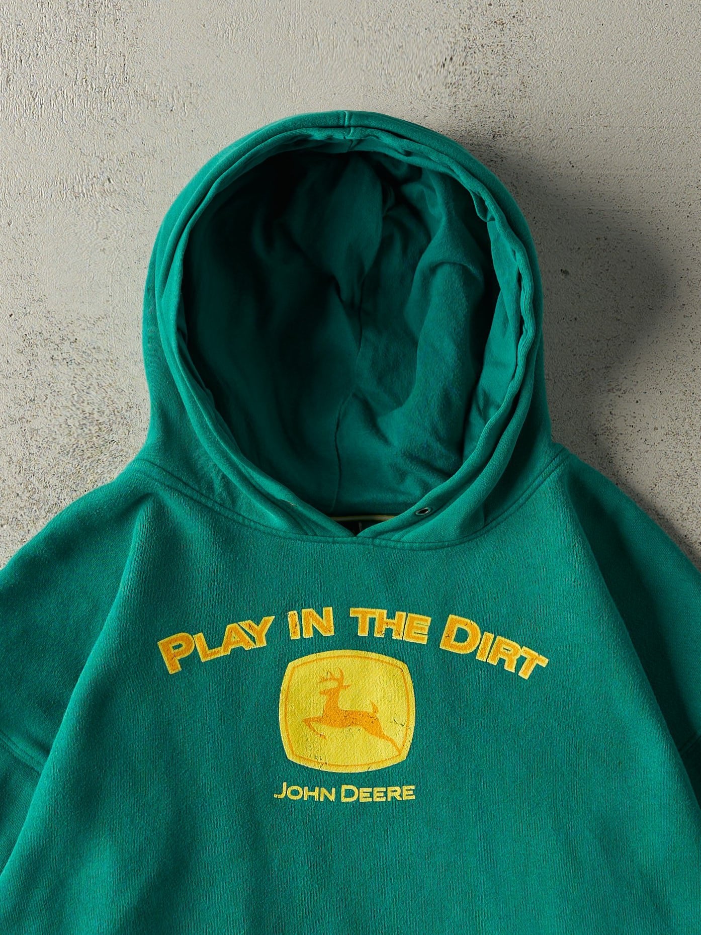 Vintage Y2K Kelly Green John Deere Boxy Hoodie (L)