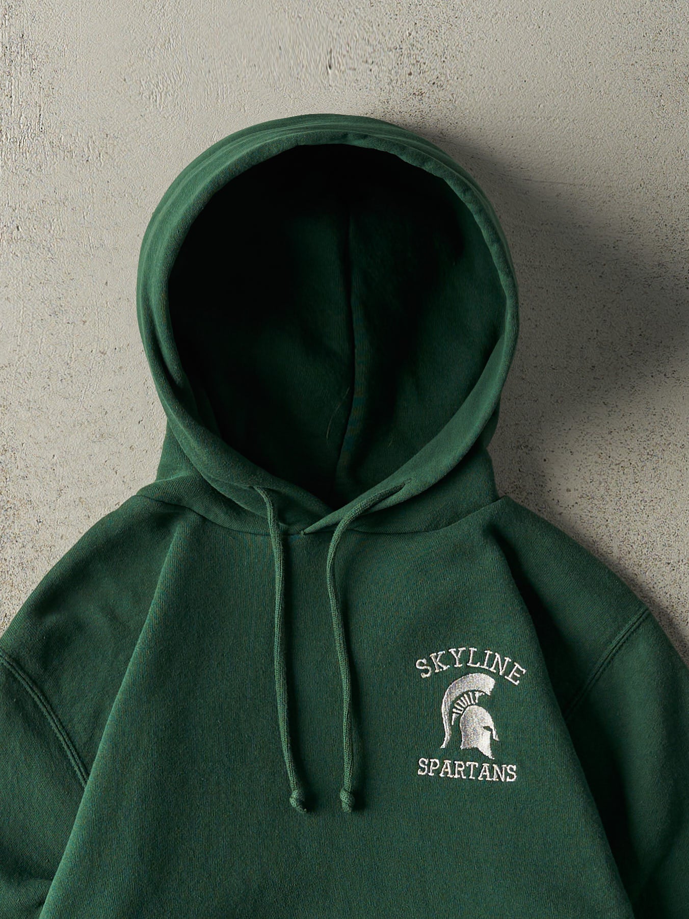 Vintage Y2K Green Embroidered Skyline Spartans Russell Athletic Hoodie (XS/S)