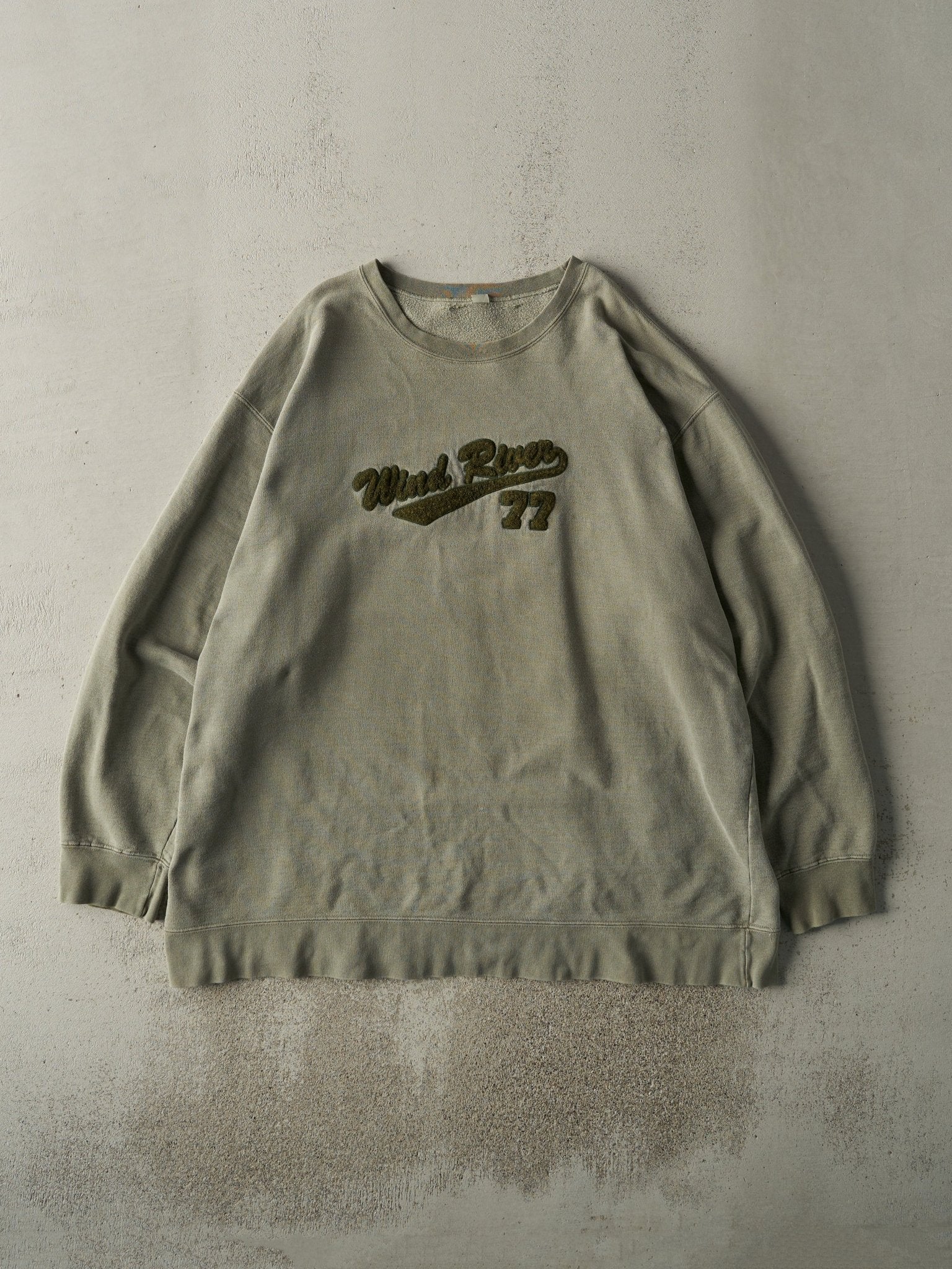 Vintage 90s Green Wind River Chenille Logo Crewneck (XXXL)