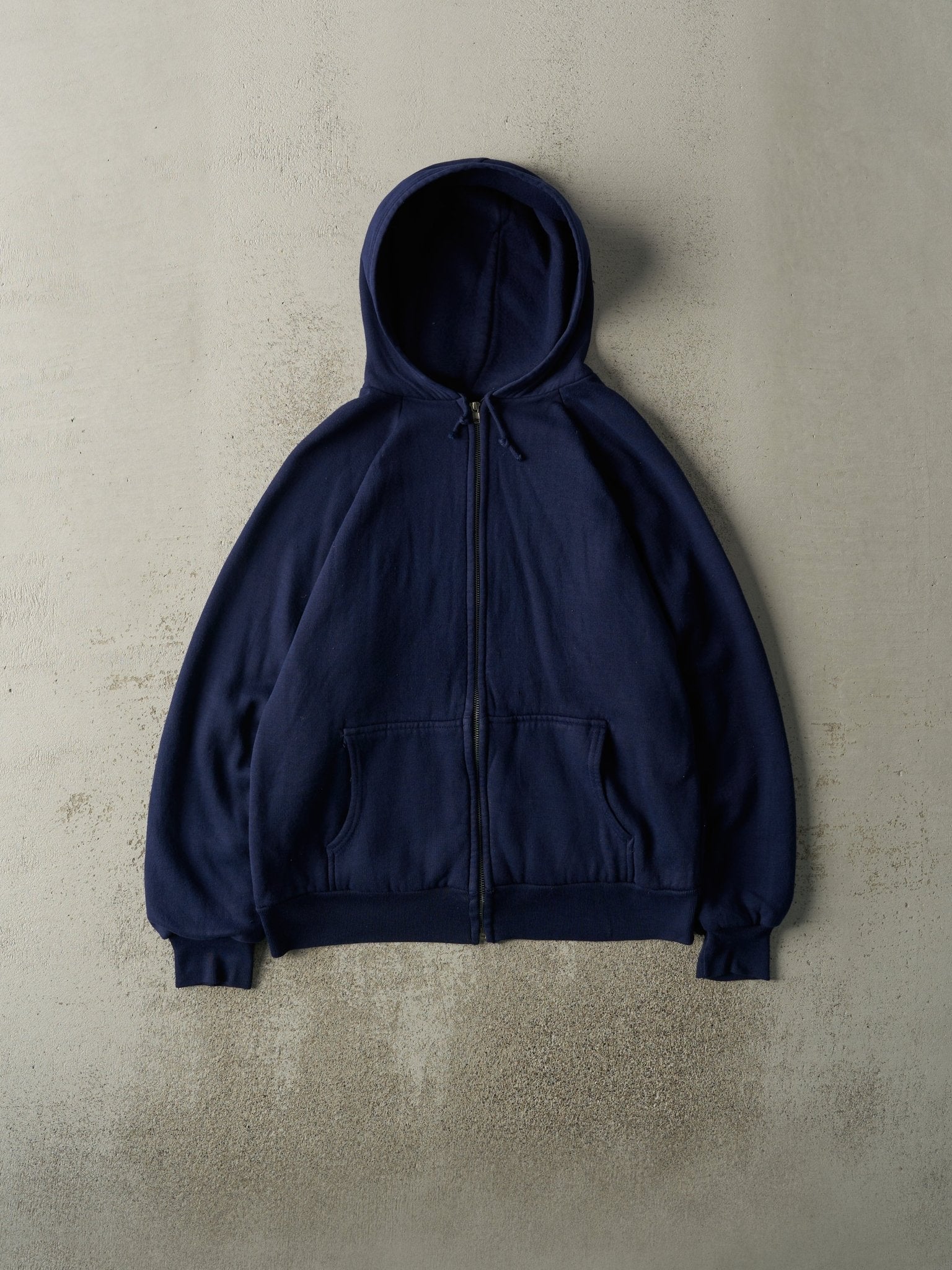 Vintage 90s Navy Blue Thermal Lined Zip Up Hoodie (M)